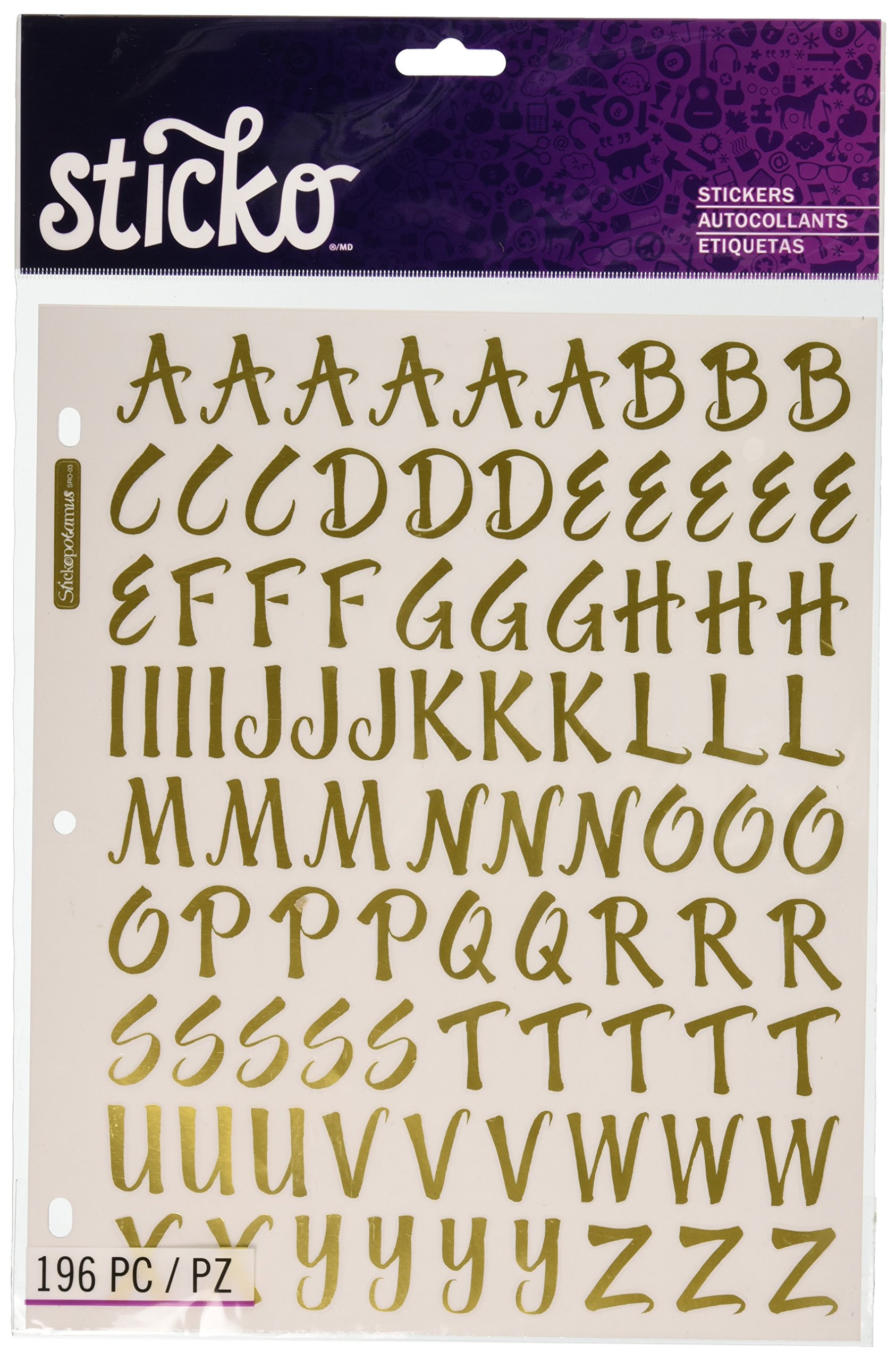 Sticko 1-Inch Golden Foil Letter Stickers for Scrapbooking, DIY Crafts, and Home Decor - Susy Ratto Brush Design