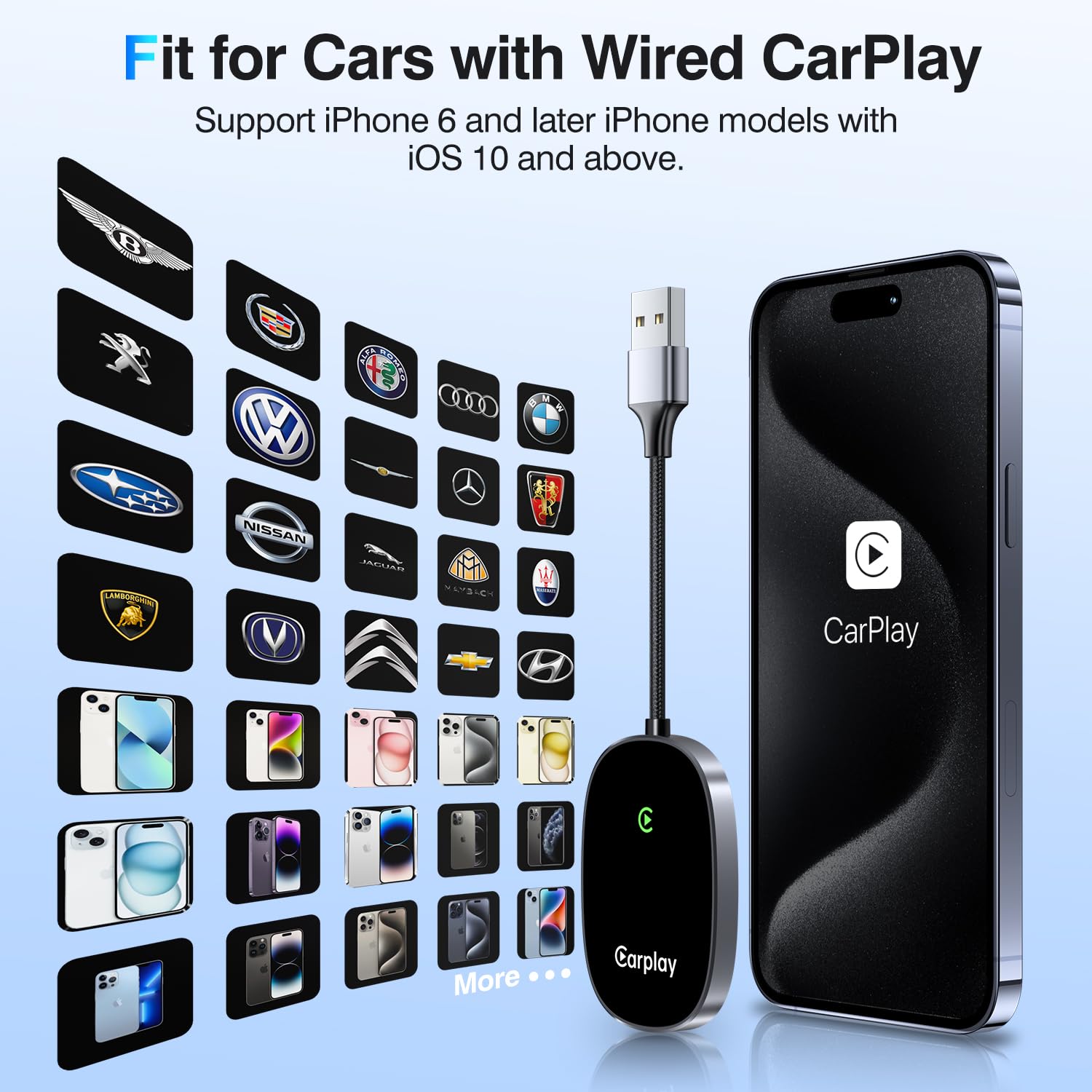2025 Upgraded Wireless CarPlay Adapter - Convert Factory Wired to Wireless CarPlay, Plug & Play iPhone CarPlay Dongle, Multi-User Seamless Connection for BMW, Mercedes, Audi | Perfect for Commuting, Road Trips & Hands-Free Driving