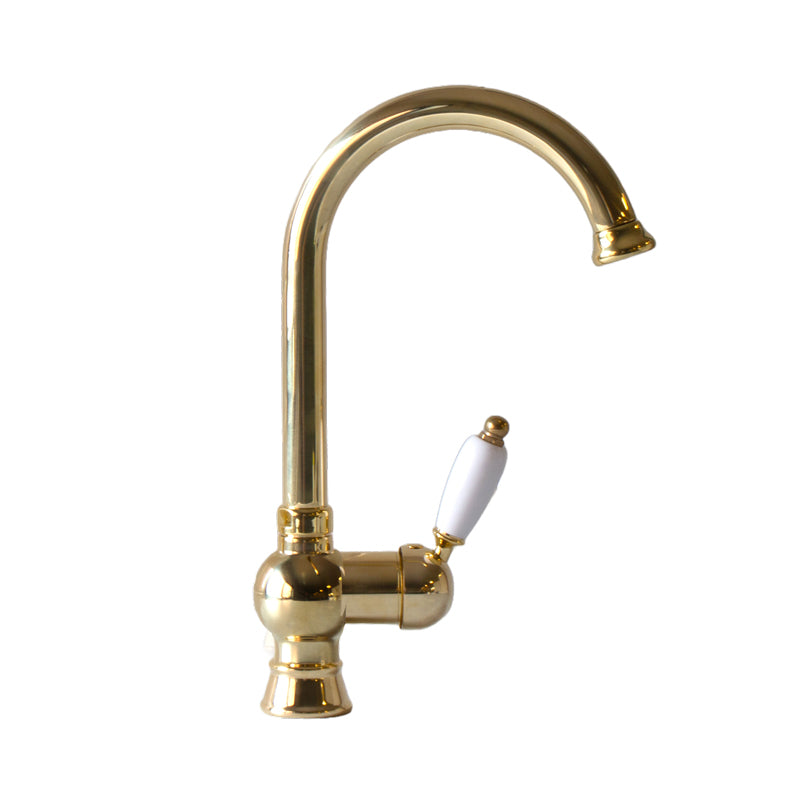 Nottingham Swan Neck Kitchen Faucet in Brass - Perfect for Modern and Classic Kitchen Designs