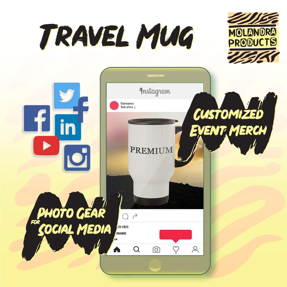 14oz Stainless Steel Travel Mug - Vacuum Insulated Coffee Tumbler with Lid, White - Perfect for Hot & Cold Drinks On The Go, Office, Commute, Hiking & Travel
