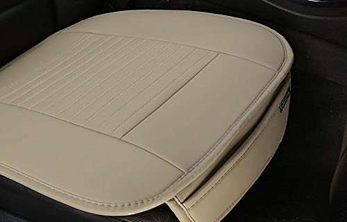 Premium PU Leather Car Seat Cushion - Universal Fit for All Sedans - Single Driver Seat Cover (Beige) - Comfort & Style for Commuting, Road Trips & Long Drives