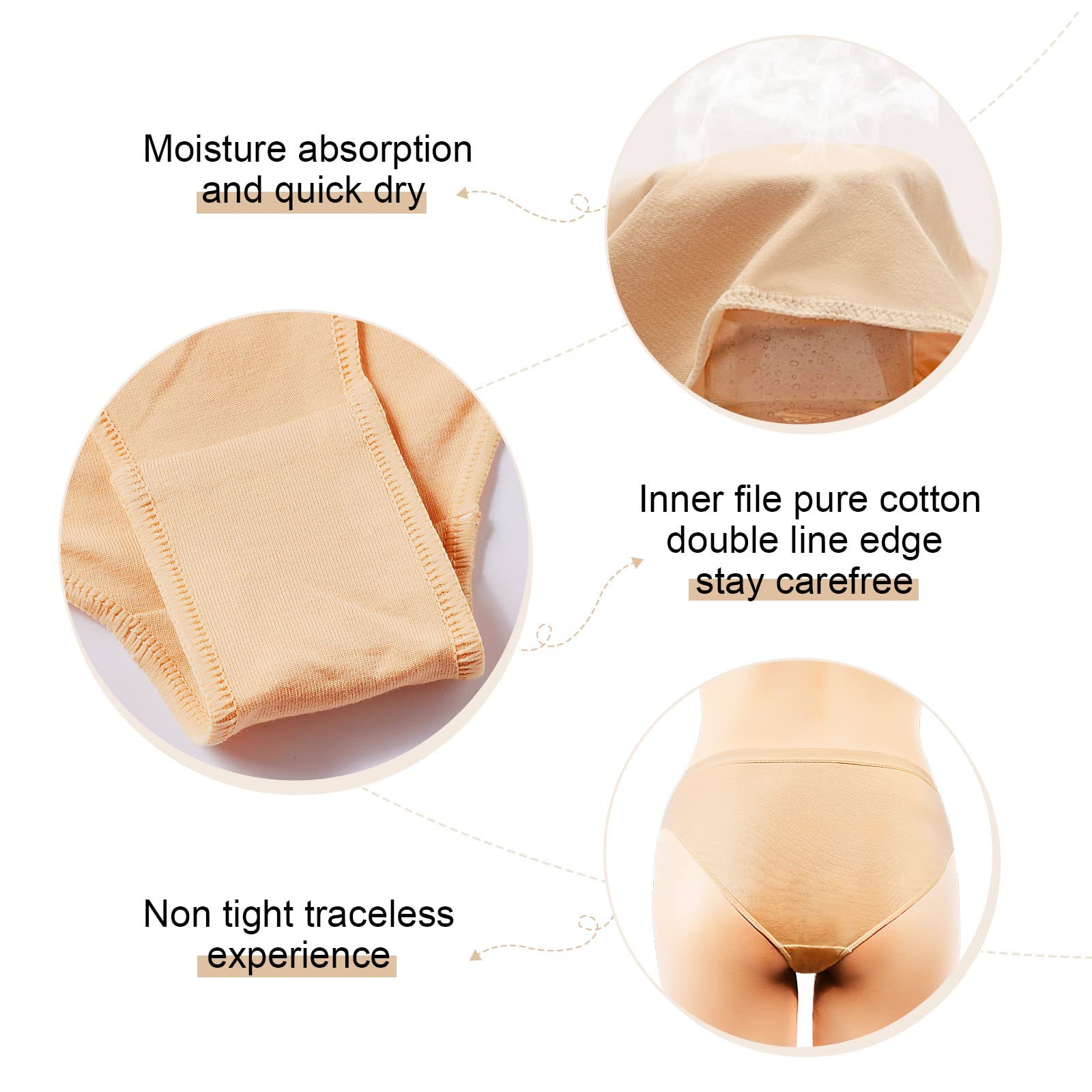 3 Packs High Cut Seamless Dance Underwear - Ballet Briefs & Gymnastic Shorts for Women, Nude Tan, Comfortable Performance Wear for Ballet, Yoga, Gymnastics & Dance Practice
