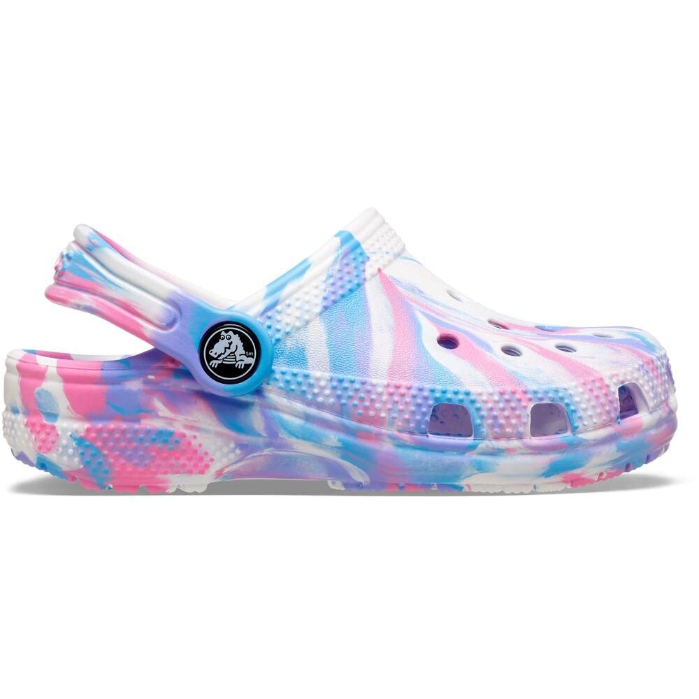 Crocs Kids' Classic Marbled Tie-Dye Clog | Comfortable Lightweight Slip-On Water Shoes for Boys & Girls | Perfect for Beach, Pool, and Outdoor Play