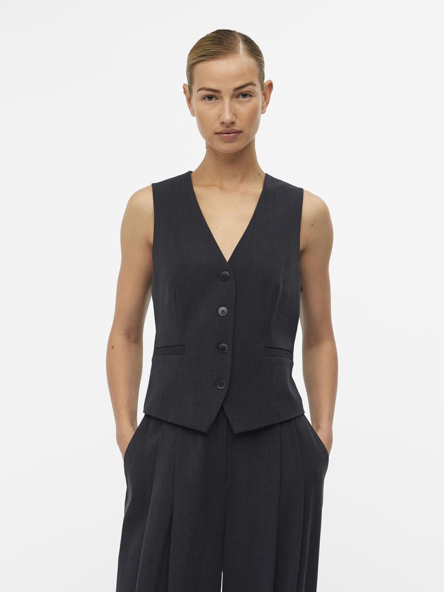 Stylish Ida Waistcoat Vest for Women - Dark Grey Melange Color - Perfect for Office Wear, Business Casual Outfits & Formal Occasions