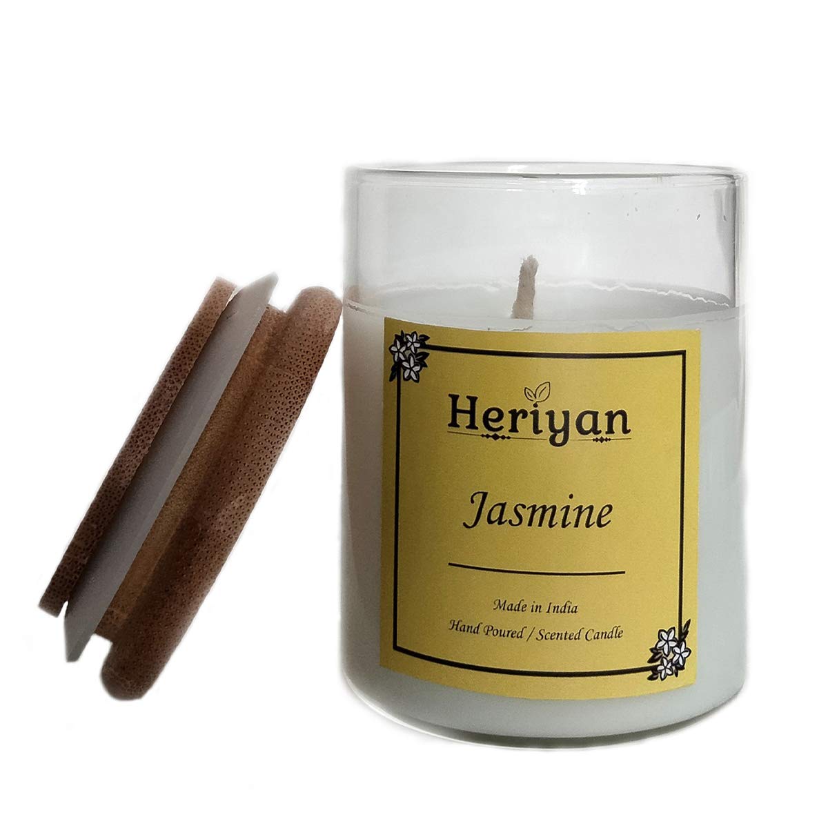 Heriyan Natural Soy Wax Scented Candle - Jasmine & Creamy White Fragrance, Long-Lasting Aromatherapy Candle for Home, Spa, Yoga and Relaxation