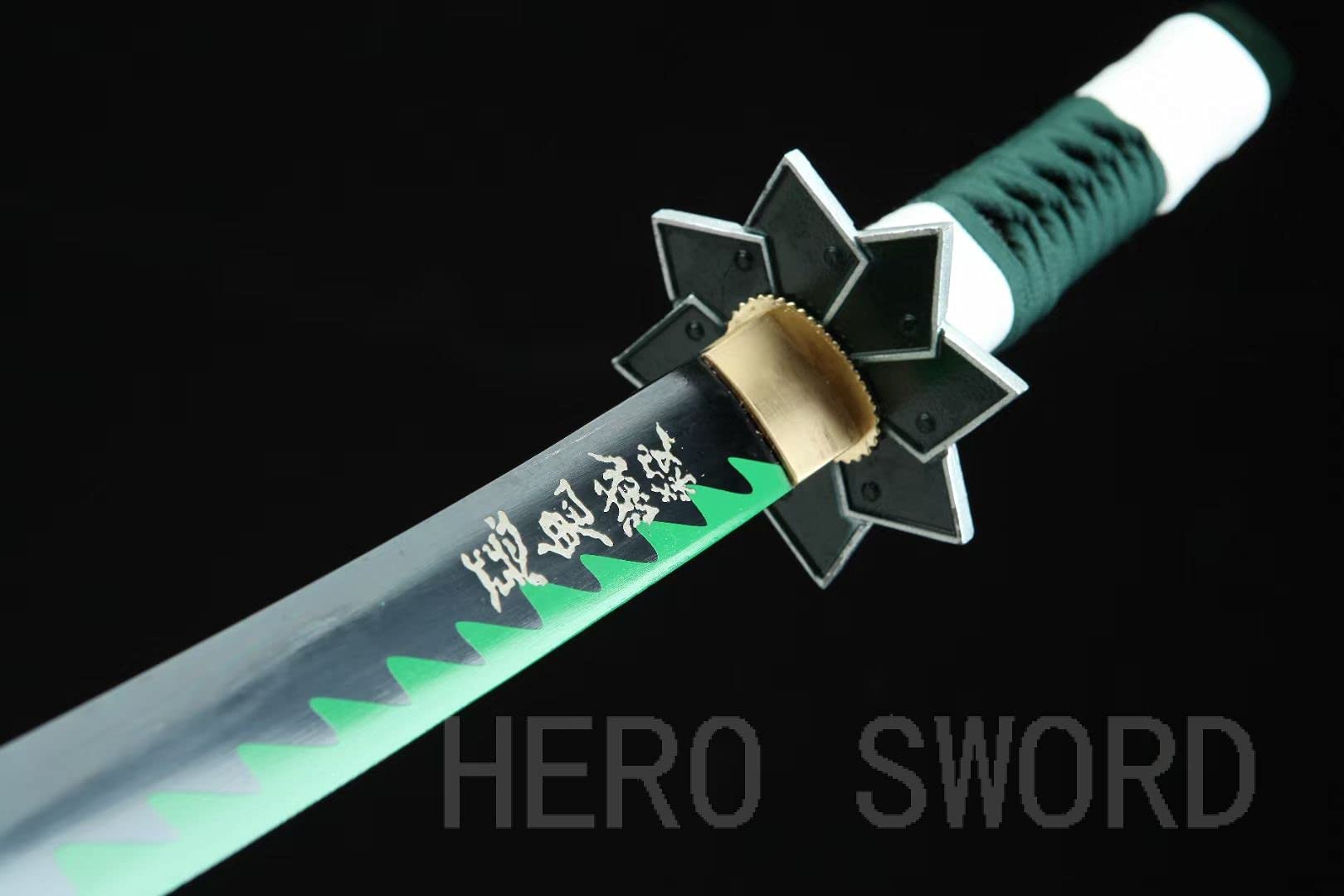 HERO SWORD Japanese Anime Katana - Hand Forged 1045 Carbon Steel Samurai Sword, Full Tang Handmade Sharp Blade - Demon Slayer Inspired Katana for Cosplay, Martial Arts Training & Collection