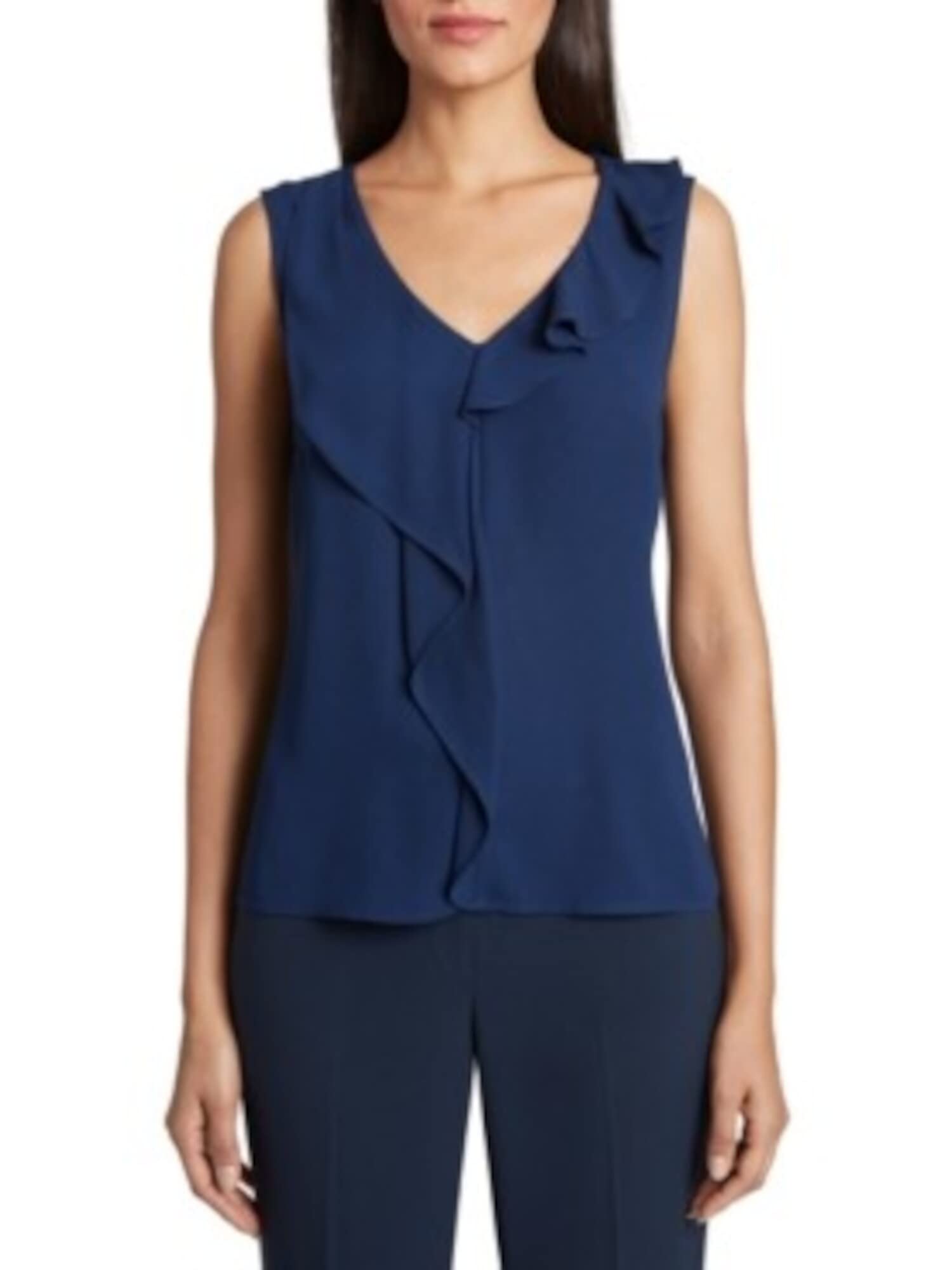 Tahari ASL Women's Petite Sleeveless Ruffle Blouse - Elegant Office & Party Top for Women | Perfect for Work, Cocktail Events & Date Nights