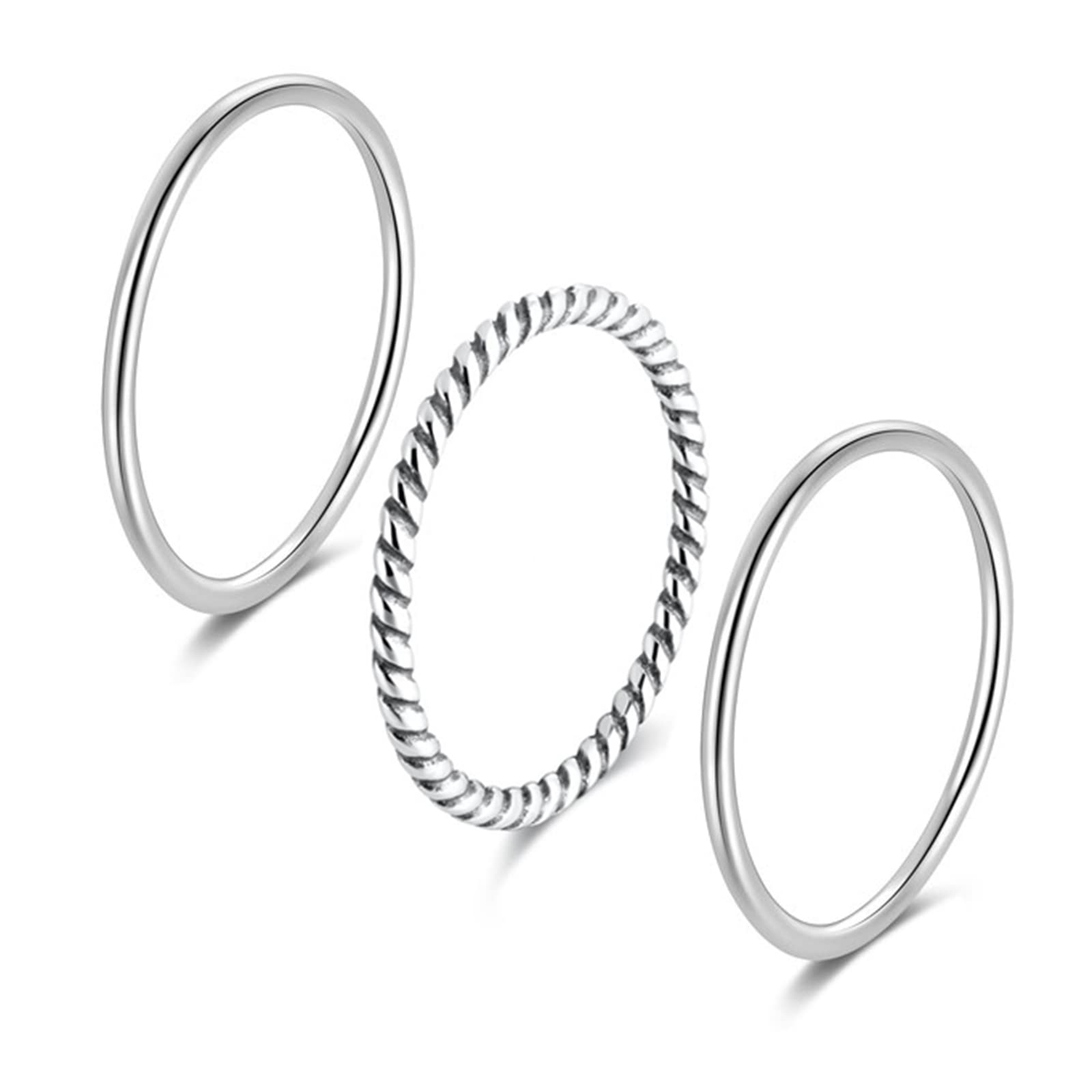 SILBERTALE 925 Sterling Silver Knuckle Rings for Women - Minimalist Thin Stacking Rings Set - Perfect for Everyday Wear, Gift Giving & Layering Jewelry