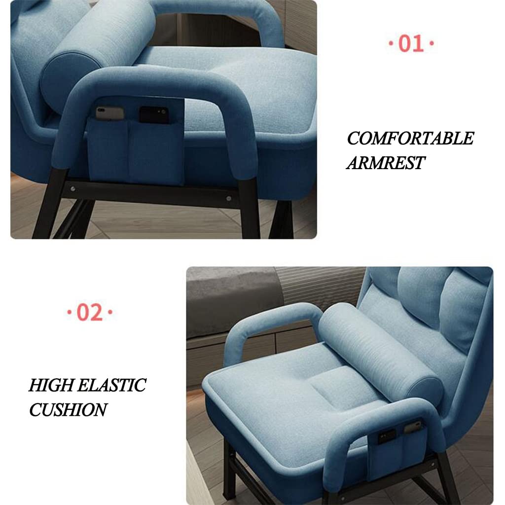 Comfortable Recliner Chair with Ottoman - Adjustable Backrest Fabric Leisure Chair with Storage Bags & Side Pockets - Perfect for Living Room, Bedroom or Home Office Relaxation