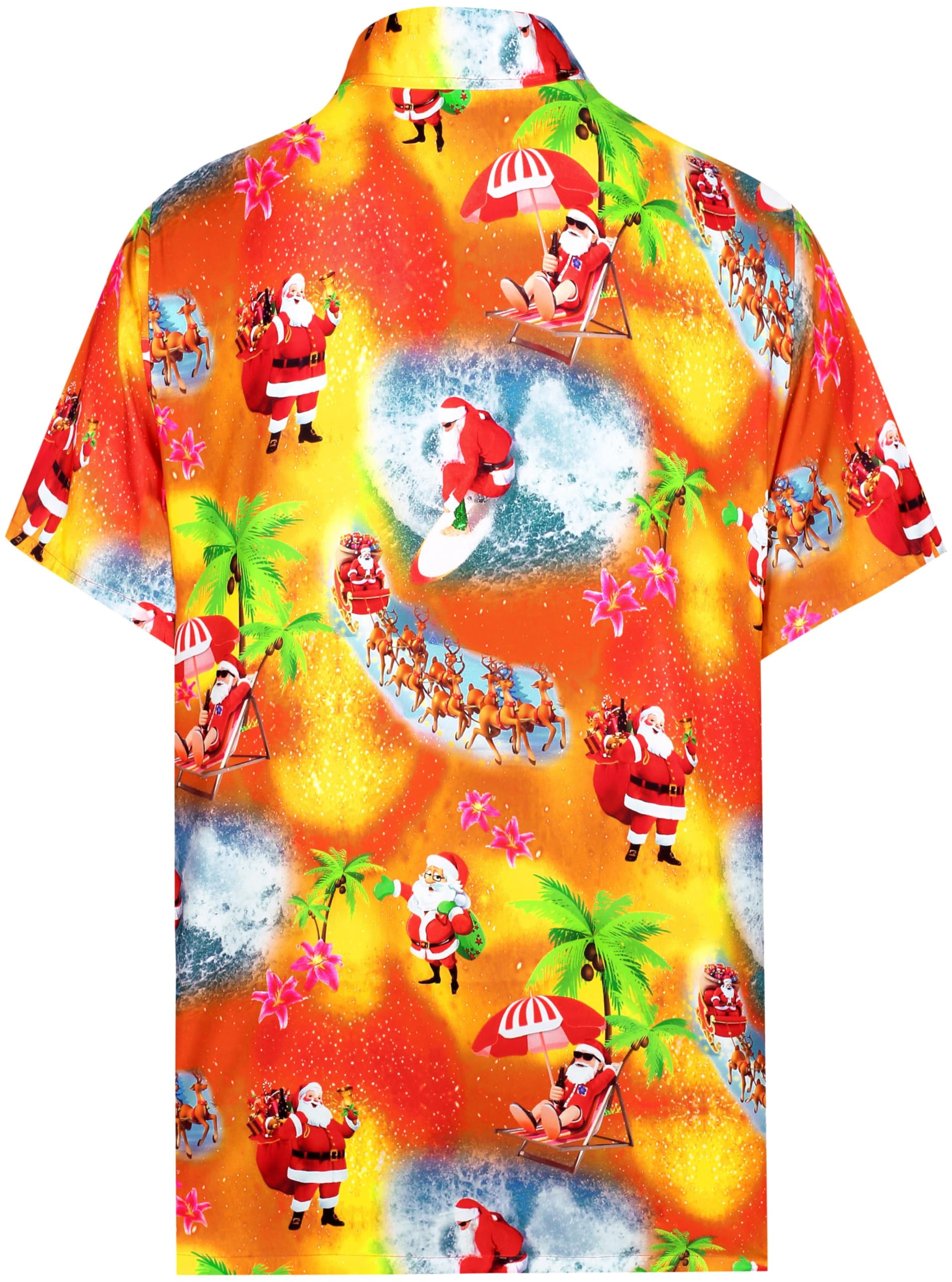 Happy Bay Men's Hawaiian Christmas Tree Short Sleeve Button Down Shirt - Tropical Vacation Beach Shirt for Summer, Luau Party & Holiday Festivals