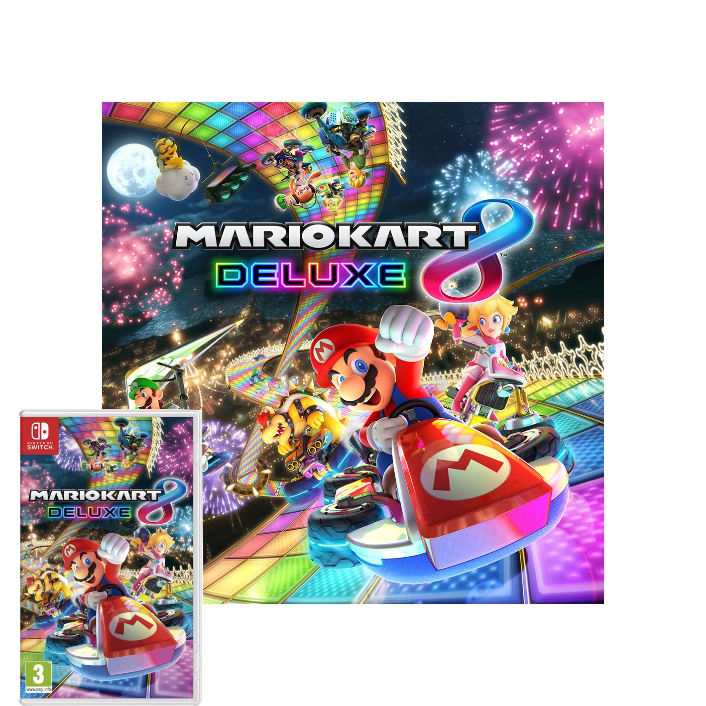 Nintendo Switch Neon Red/Blue 32GB [New Model] Console Bundle with Super Mario Maker 2 & Mario Kart 8 Deluxe - Perfect for Family Gaming & Multiplayer Fun