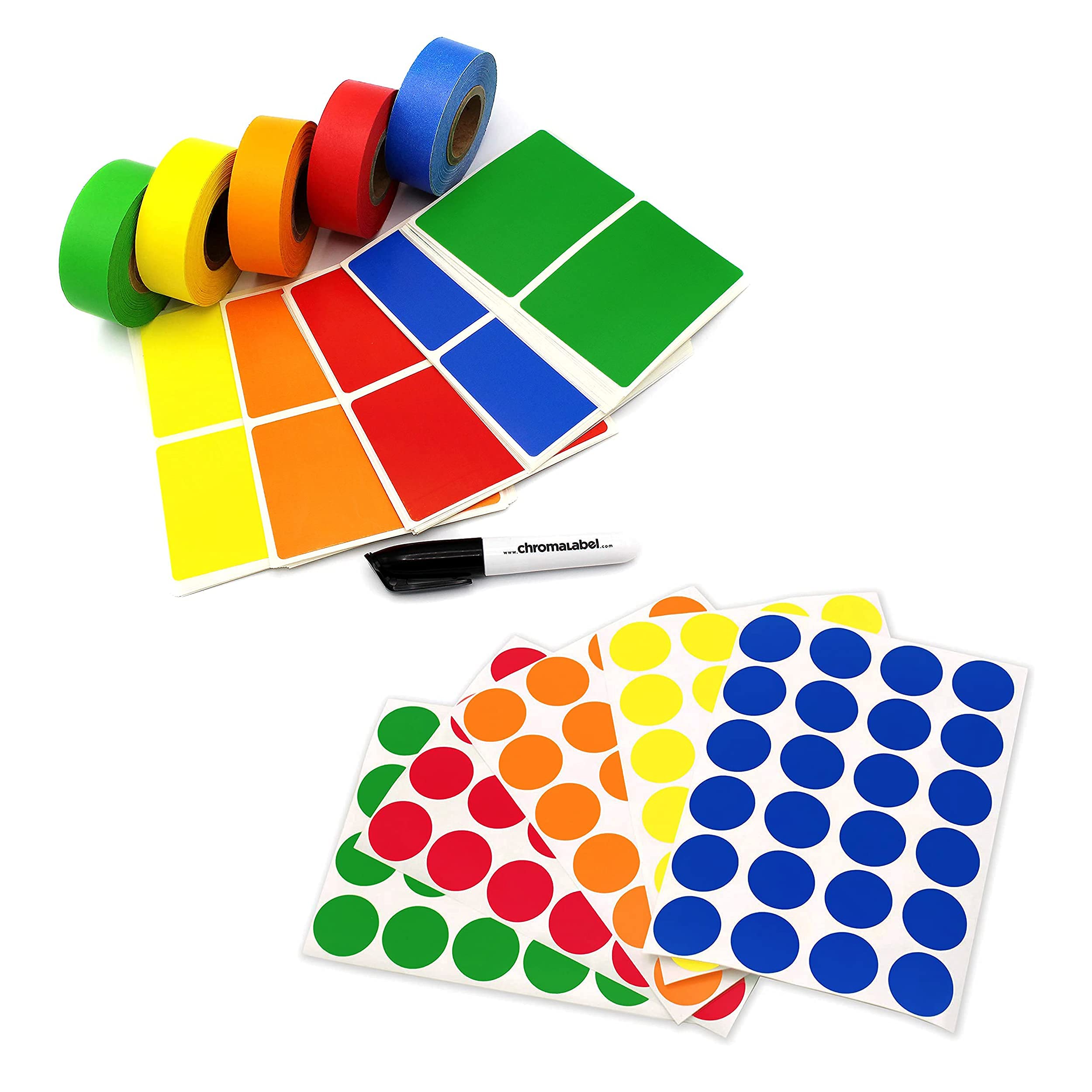 ChromaLabel 3/4 Inch Sheeted Standard Label Kit with Moving Buddy Bundle - Perfect for Home Organization, Office Supplies & Moving Box Labeling