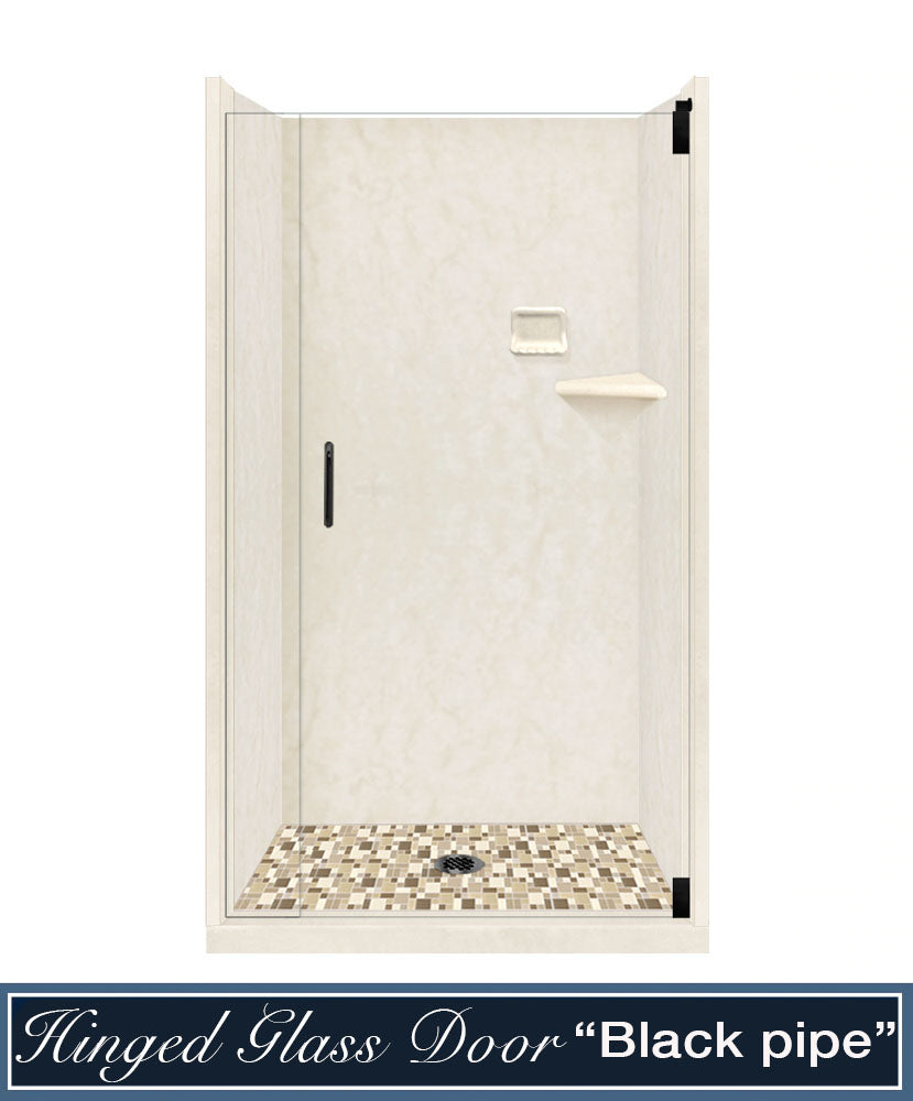 Rafe Marble Tuscany Mosaic Alcove Shower Kit - Premium Bathroom Upgrade with Elegant Stone Design for Modern Homes & Luxury Hotels