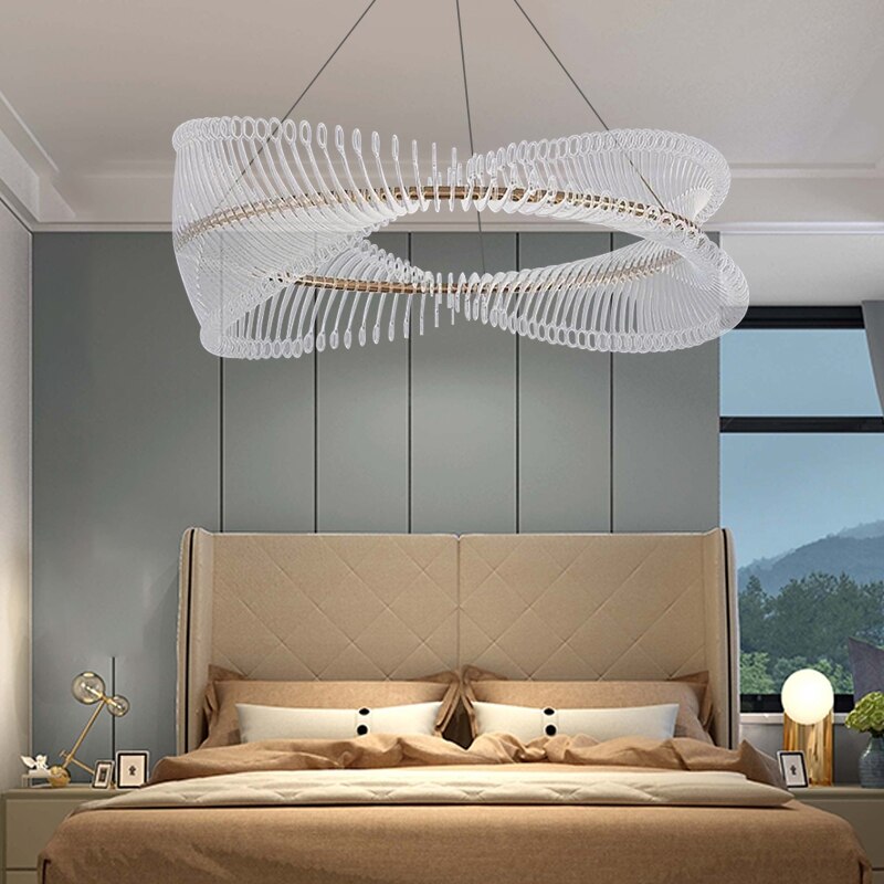 Elegant Spiral Acrylic Chandelier - Modern LED Ceiling Light Fixture for Dining Room, Living Room & Bedroom Decor | Energy Saving & Stylish Lighting Solution