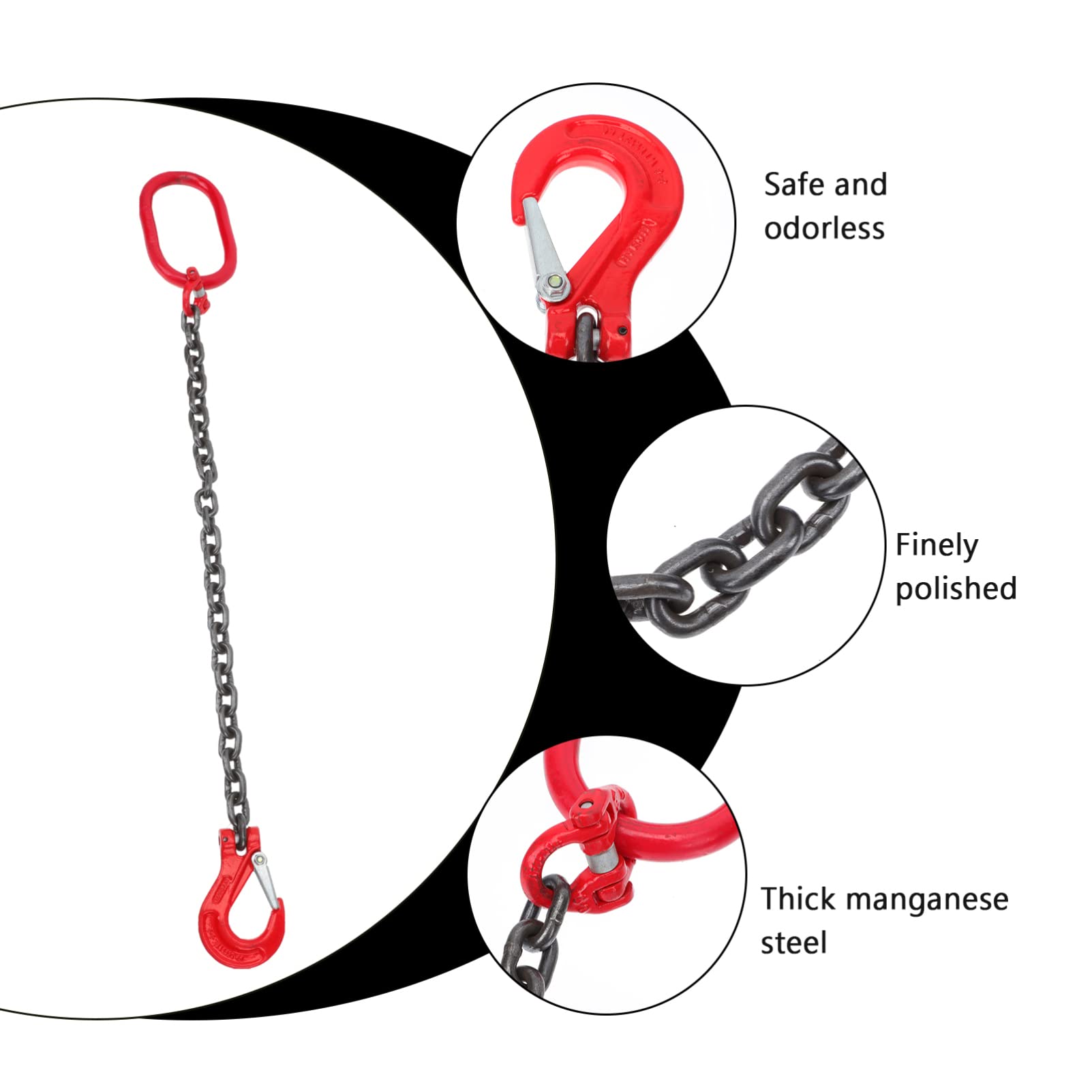 GANAZONO Heavy Duty Lifting Chain Sling with Grab Hooks - 5/16