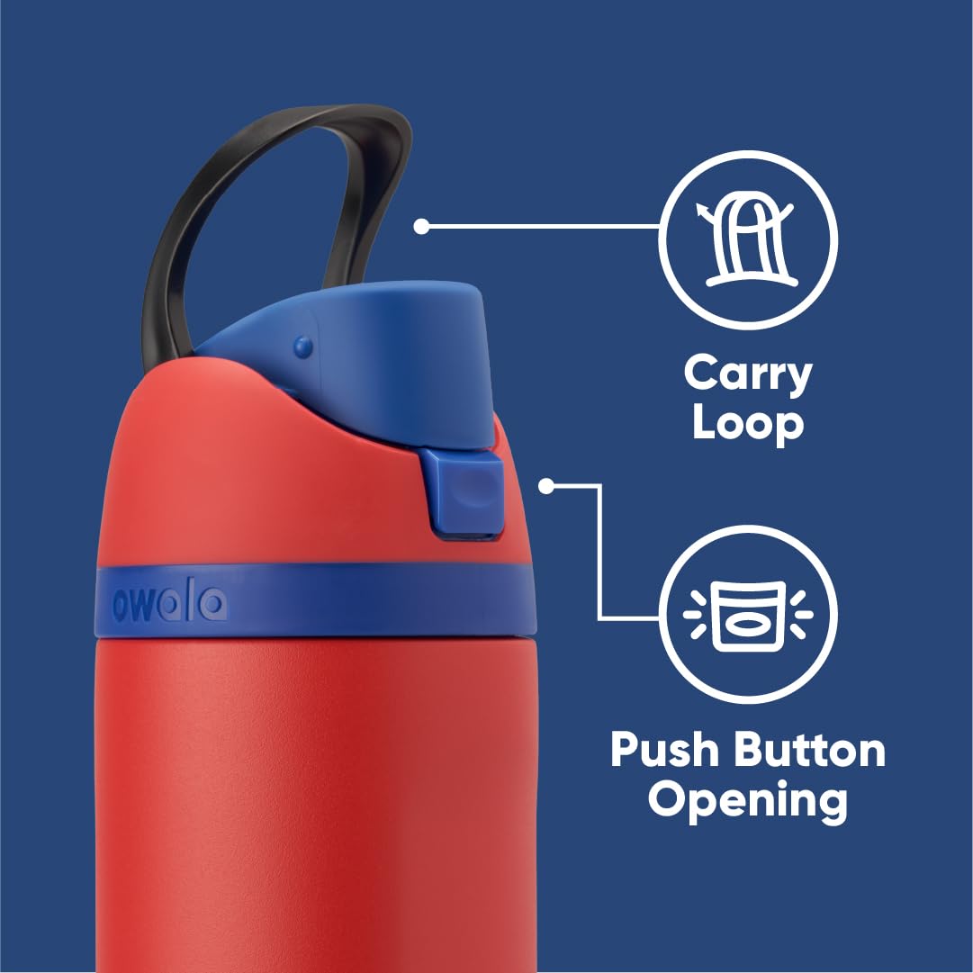 Owala Marvel FreeSip Insulated Stainless Steel Water Bottle 24oz with Straw - BPA-Free, Leak-Proof for Sports, Gym, Hiking & Travel - Spiderman Design | Perfect for Kids, Students & Outdoor Activities