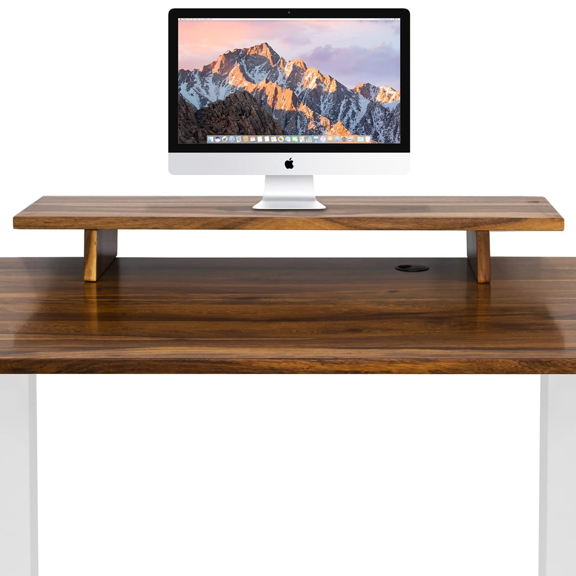 Premium Solid Wood Monitor Riser - EFFYDESK Multi-Purpose Desk Shelf Organizer for Laptop & Computer | Sturdy Desktop Storage Solution for Home & Office Workspace (Pheasantwood)