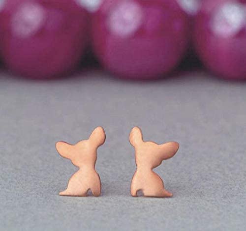 14K Gold Chihuahua Dog Stud Earrings - 9K, 18K Yellow, White & Rose Gold Minimalist Pet Jewelry for Women, Girls & Boys | Unisex Fun Animal Earrings by ZoozJewelry (0.002 oz) - Perfect for Casual Wear, Gifts & Pet Lovers