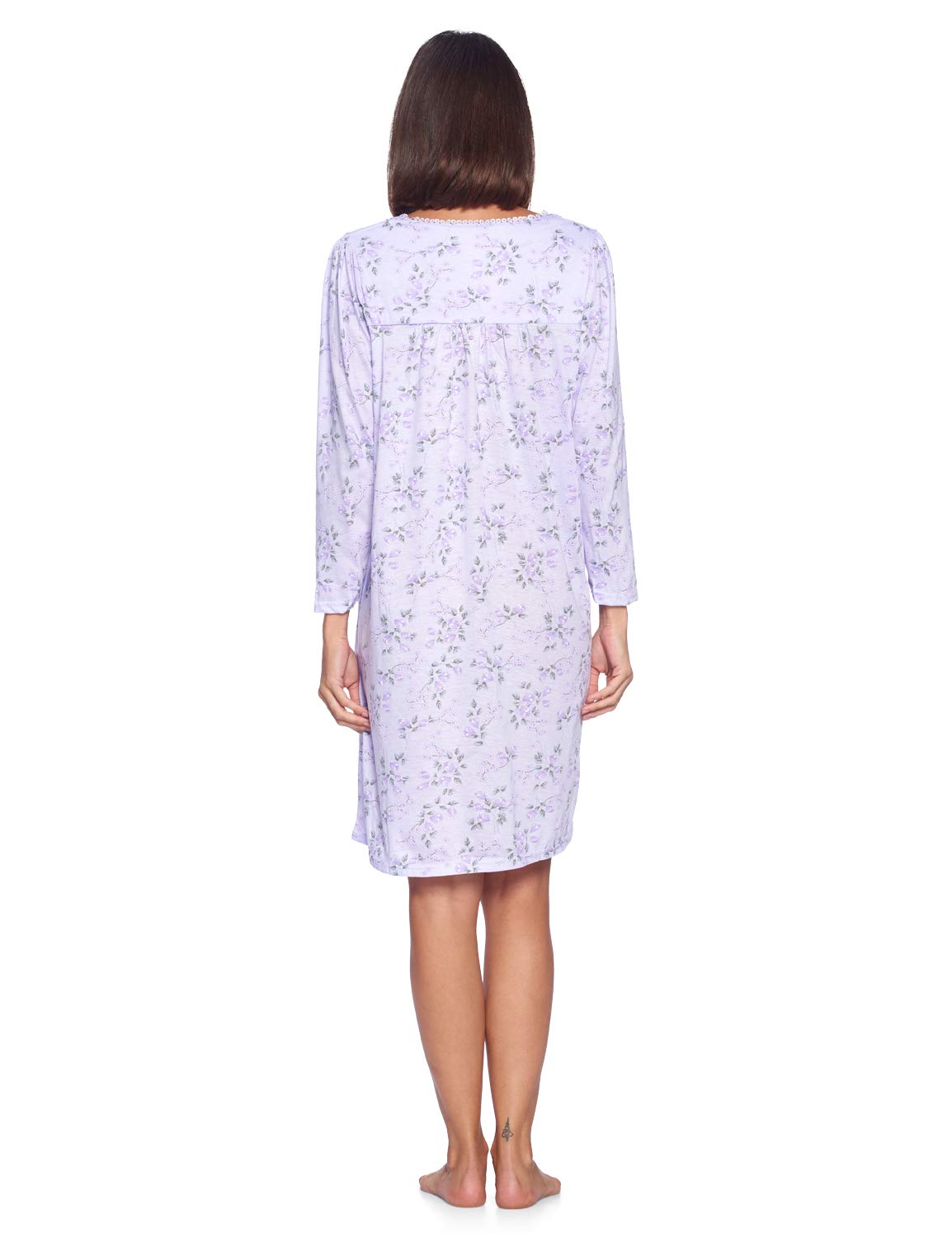 Women's Cotton Blend Long Sleeve Nightgown - Soft Henley Nightshirt for Casual Sleepwear & Lounge Wear | Comfortable Pajama Top for Relaxing at Home