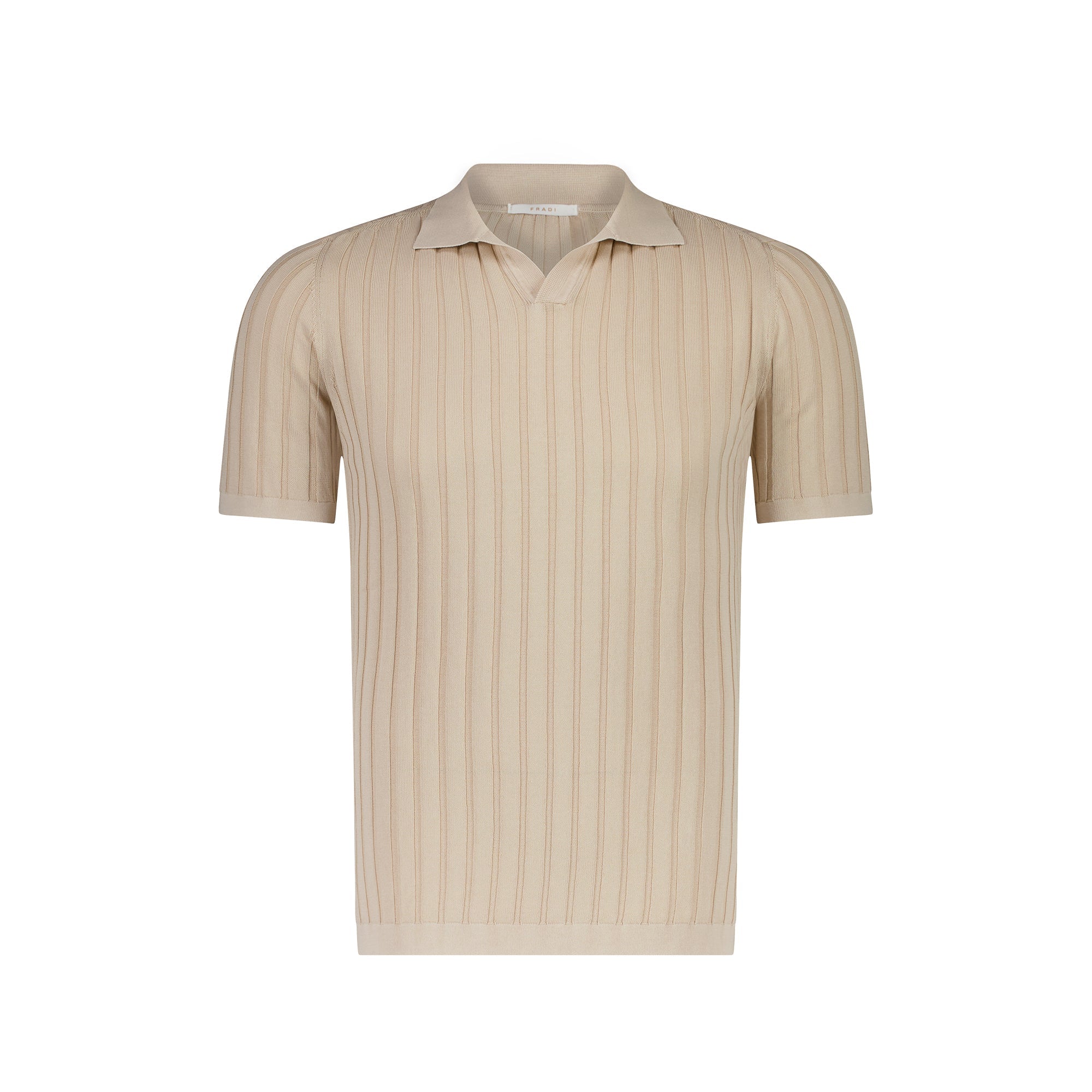 FRADI Men's Short Sleeve Ribbed Polo Shirt - Comfortable Stretch Cotton Casual Top for Summer | Office Wear, Golf Outfits & Weekend Casual Style (Beige)