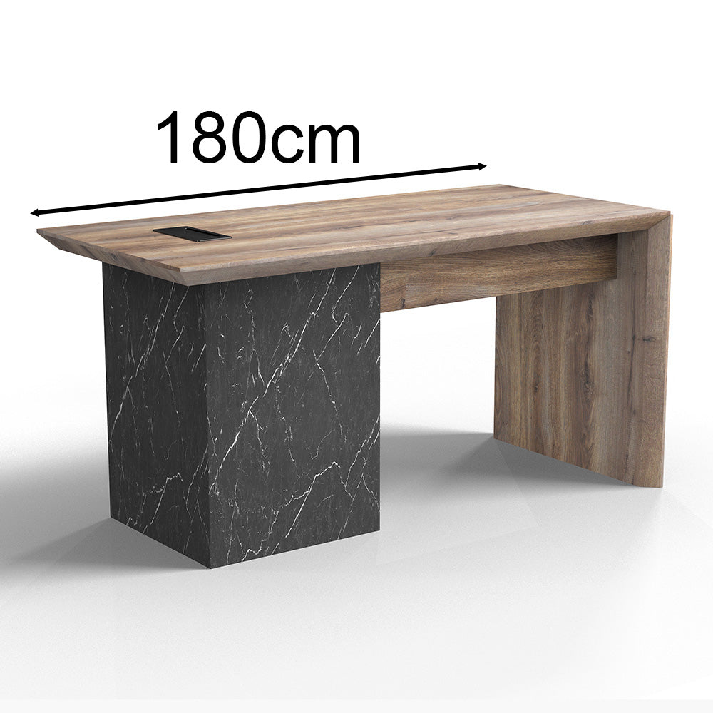 LOGAN Executive Desk Reversible 180cm Warm Oak & Black - Modern Office Desk for Home & Business Workspace - Perfect for Professionals, Remote Work & Study Areas