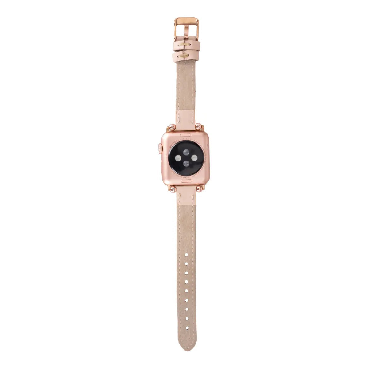 Ultra Slim Nude Pink Leather Apple Watch Band - Stylish & Comfortable Replacement Strap for Workout, Office & Everyday Wear