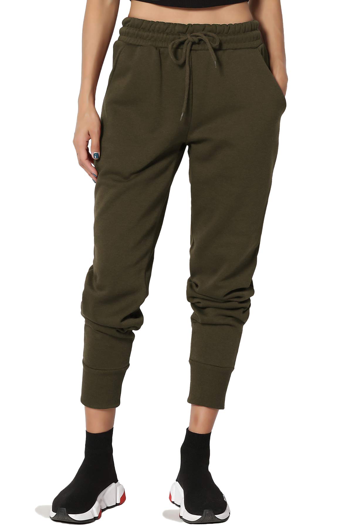 TheMogan Active Lounge Comfy Cotton Blend Drawstring Waist Jogger Sweat Pants for Women - Soft Casual Workout Yoga Pants with Pockets - Perfect for Running, Travel & Home Relaxation