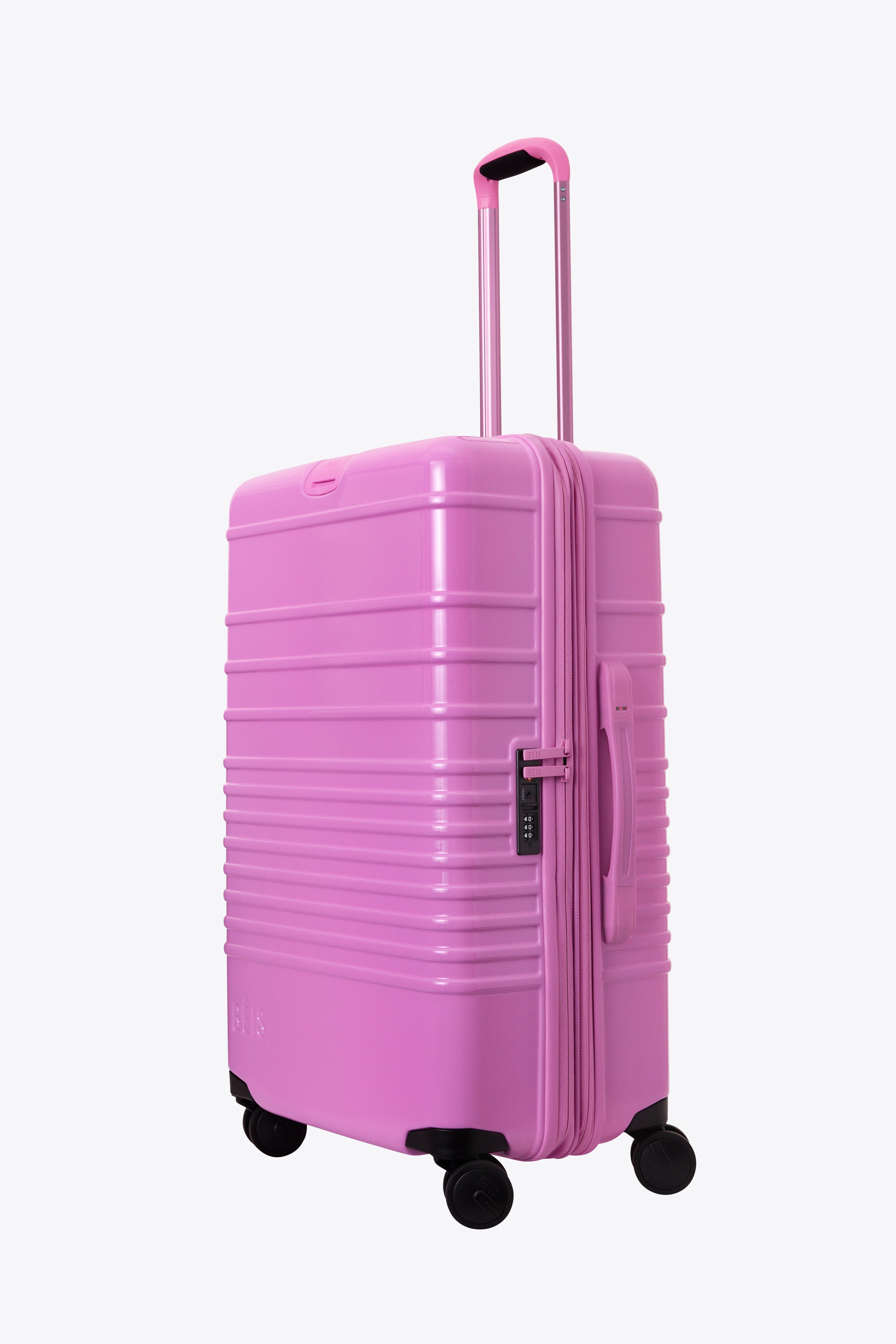 The Medium Check In Roller Luggage in Glossy Berry - Perfect for Business Travel & Weekend Getaways | Lightweight Spinner Suitcase with 360° Wheels