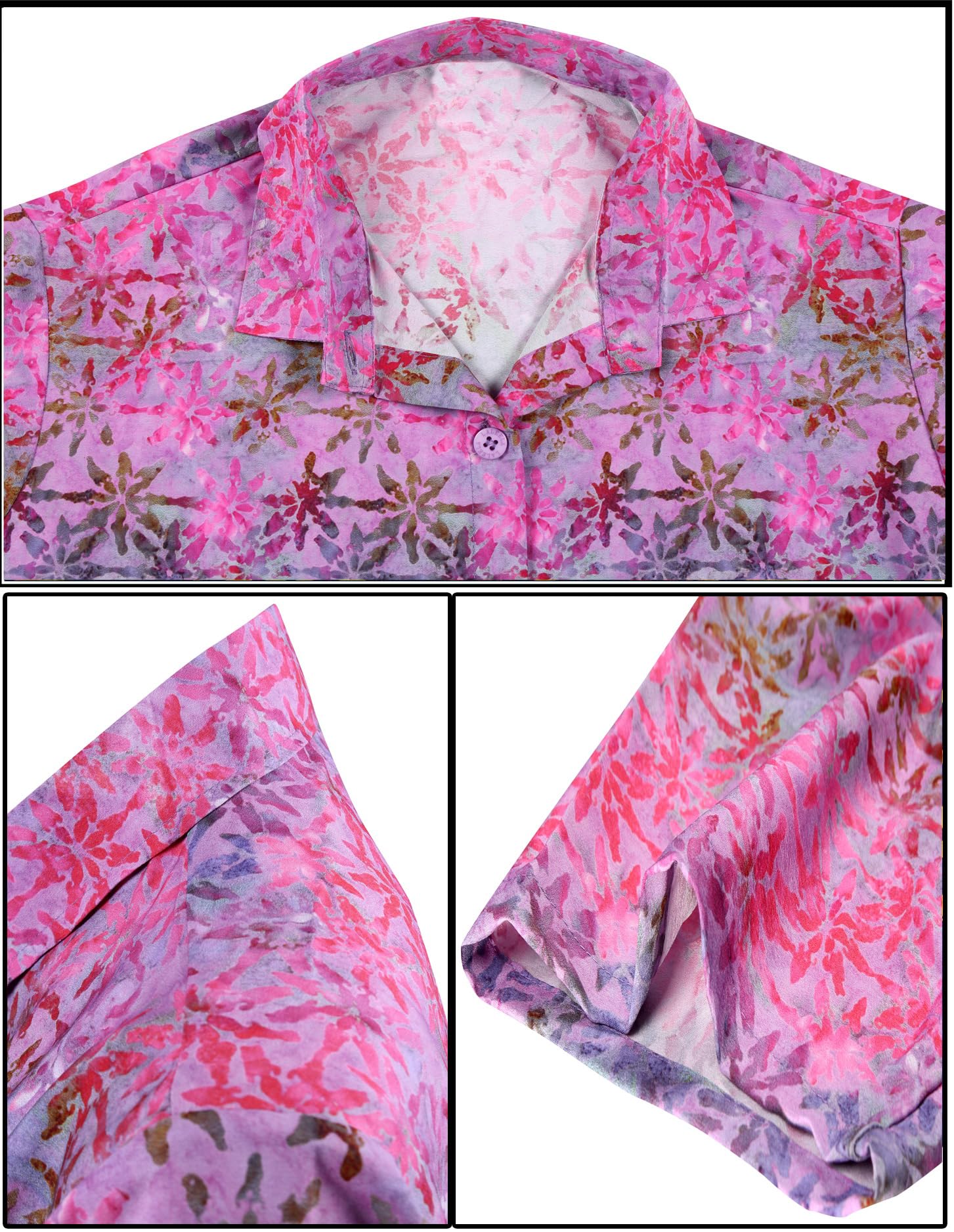 Happy Bay Women's Hawaiian Beach Shirt - Floral Print Short Sleeve Blouse for Vacation, Summer Outfits & Tropical Getaways