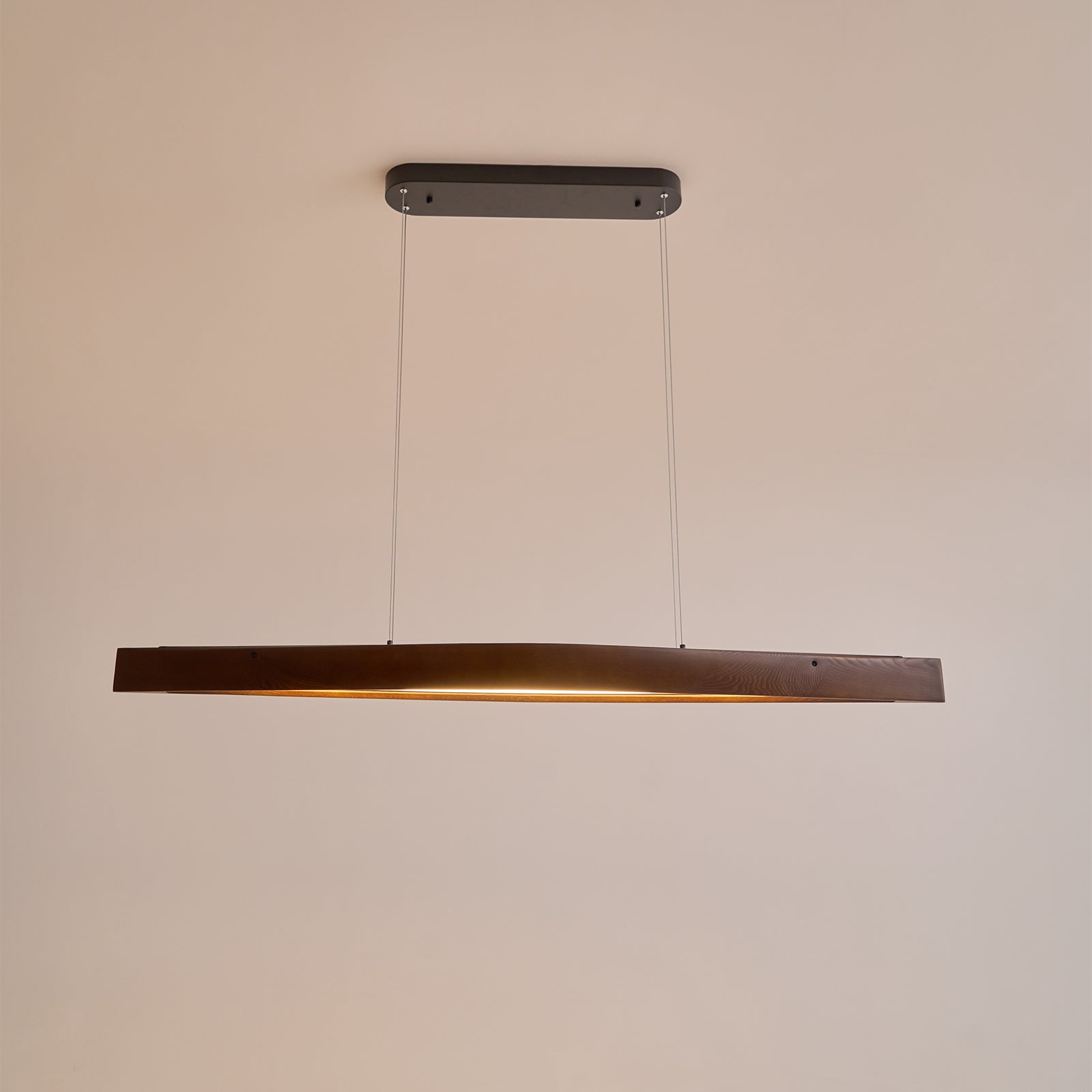Horizon Linear Wood Pendant Light - Modern Scandinavian Wooden Hanging Lamp for Dining Room, Kitchen Island & Bedroom Lighting