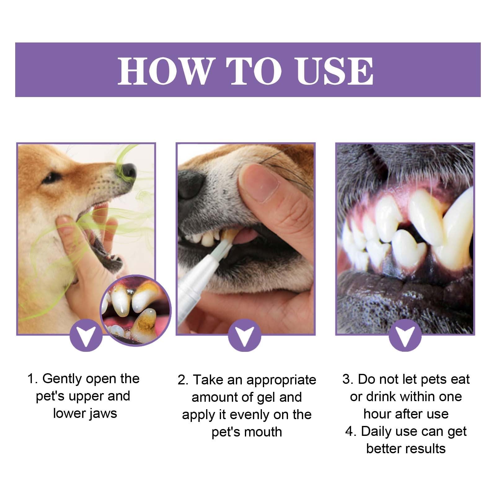 Cvreoz Pet Teeth Whitening Gel - Oral Care for Fresh Breath & Cleaning - 2PCS