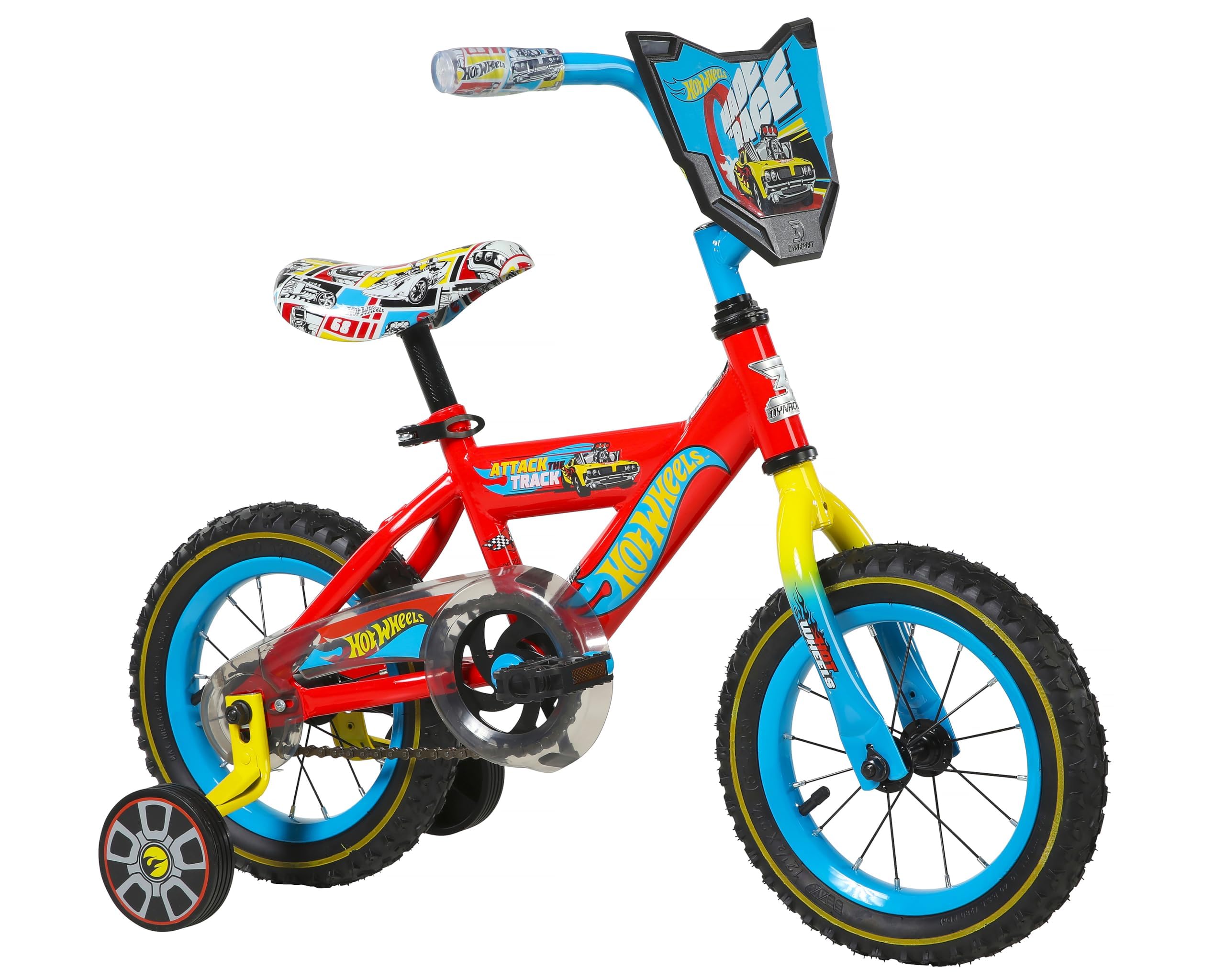 Dynacraft Hot Wheels Kids Bike - 16 Inch Boys & Girls Bicycle, Sturdy Steel Frame, Training Wheels Included, Easy to Assemble - Perfect for Learning to Ride, Backyard Fun & Neighborhood Adventures