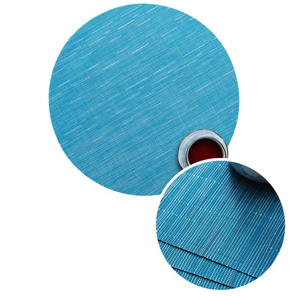 Round Woven Placemats Set of 6 - 13.8 Inch Washable Non-Slip Table Mats for Dining, Christmas Decor, Wedding & Party - Blue Home Decor Accessories