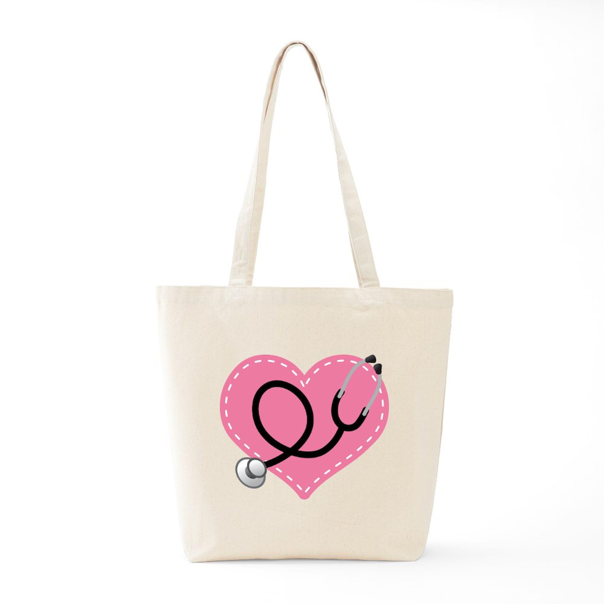 Doctor Nurse Heart Tote Bag - Natural Canvas Reusable Shopping Bag for Medical Professionals - Perfect for Hospitals, Clinics & Daily Use