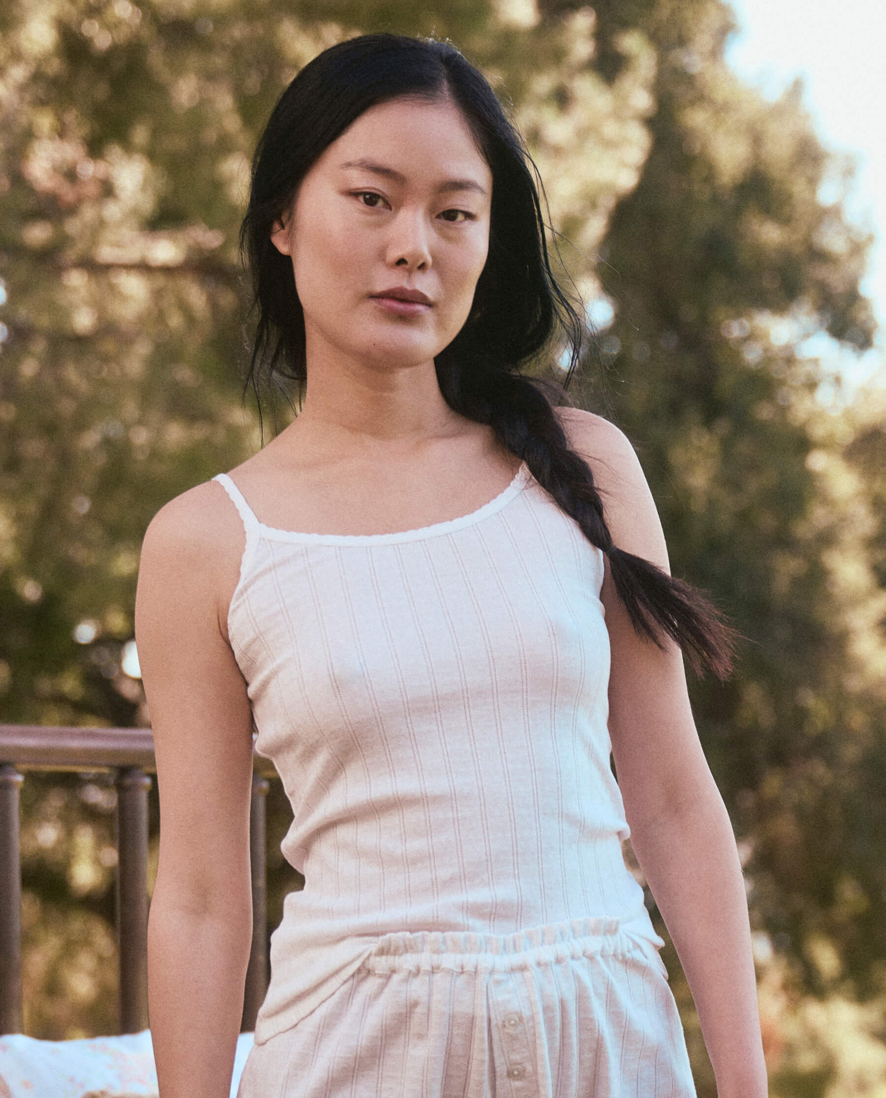 Pointelle Scallop Sleep Tank Top for Women - Soft Comfortable White Nightwear for Sleeping & Lounge Wear