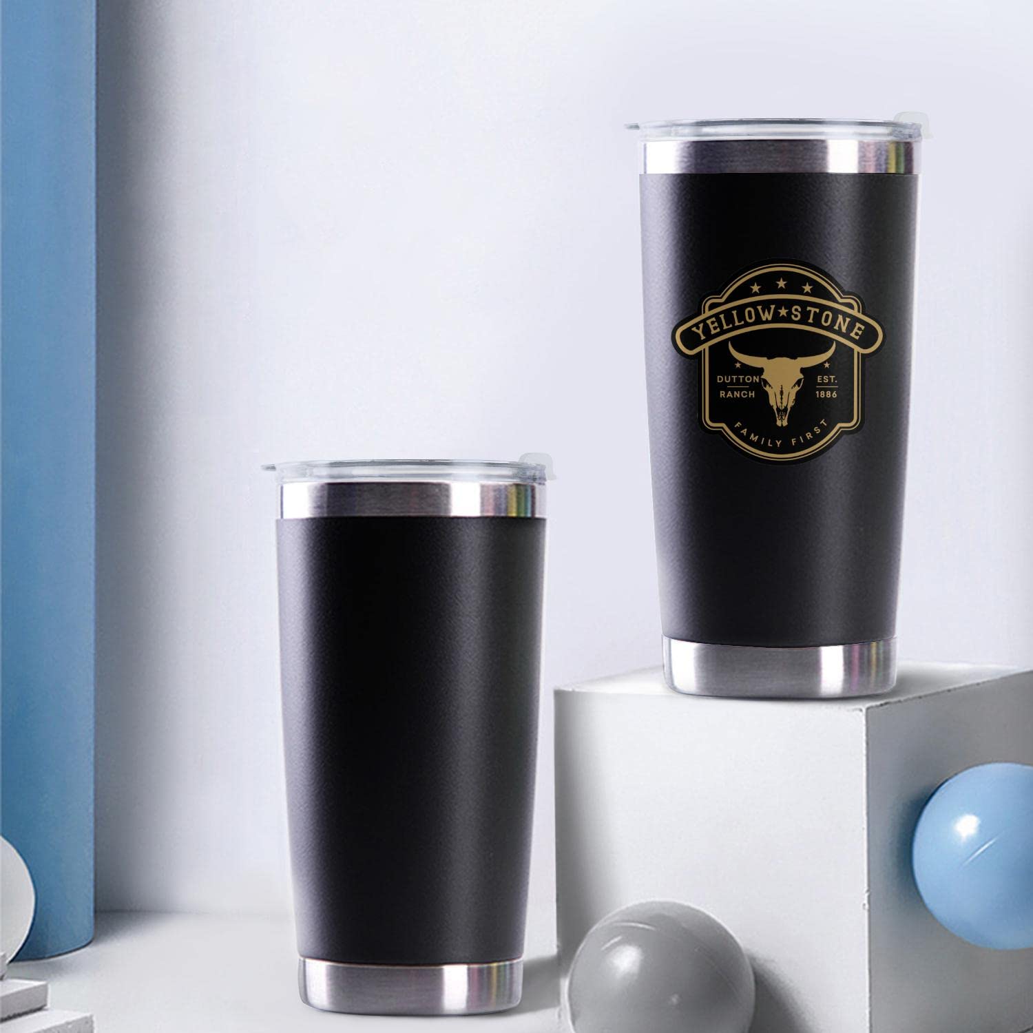 Yellowstone Dutton Ranch 1886 Family First Insulated Tumbler with Lid - 20oz Stainless Steel Travel Mug for Coffee, Tea & Cold Drinks - Perfect for Camping, Office & Outdoor Adventures