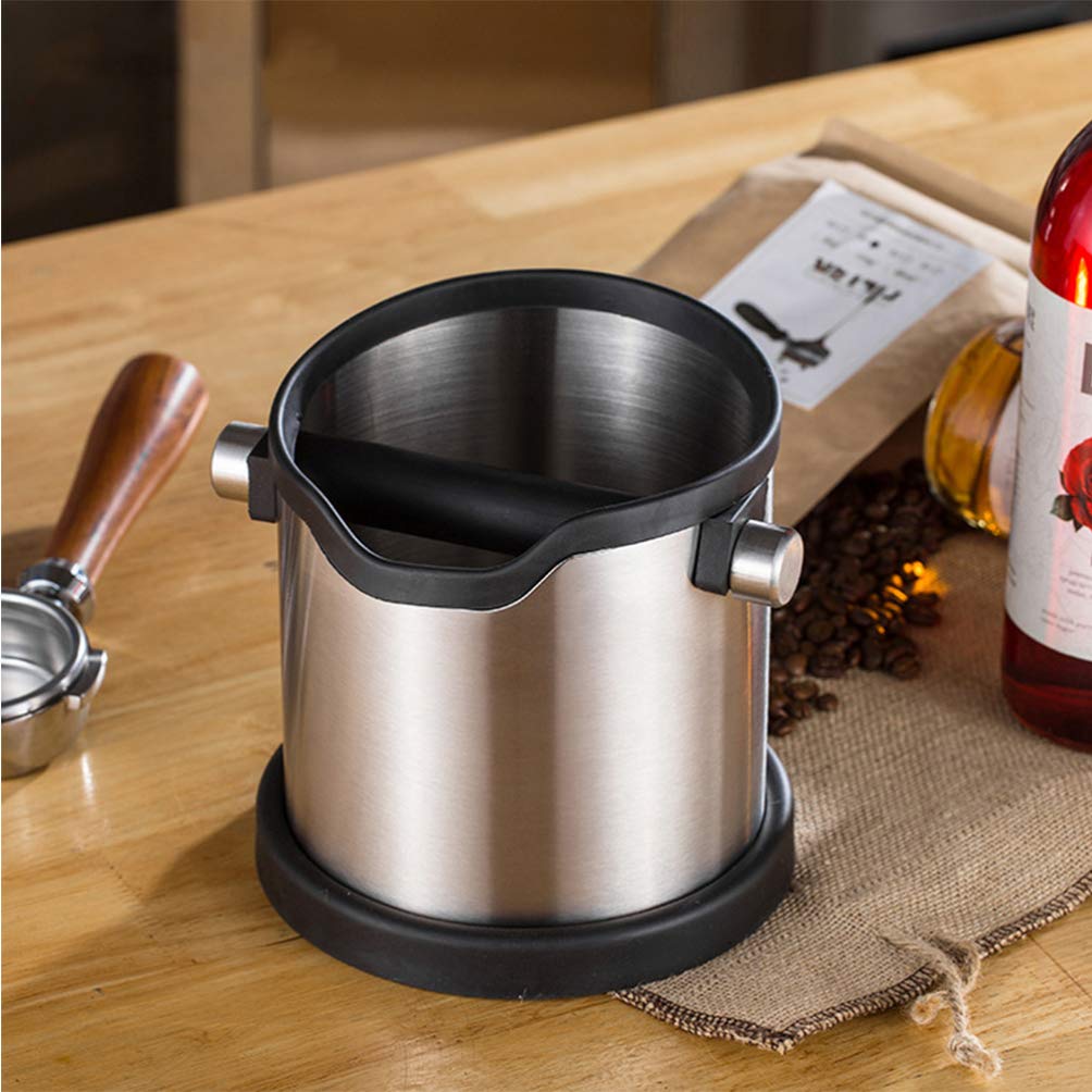 Hemoton Silicone Espresso Dump Bin - Coffee Knock Holder & Grind Waste Container - Barista-Grade Stainless Steel Coffee Tamper Waste Bin for Home & Professional Use - Perfect for Espresso Machines & Coffee Stations