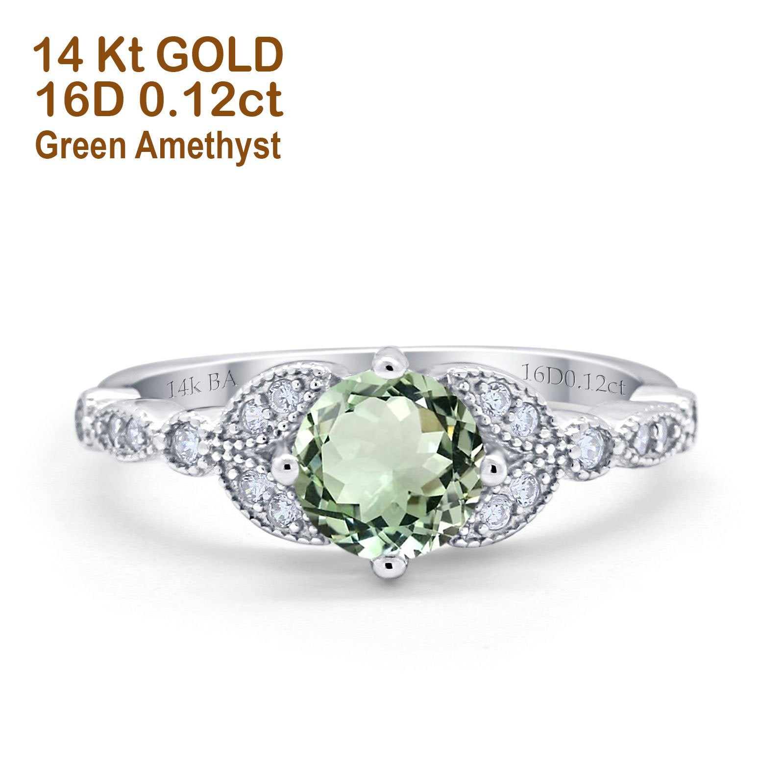 White Gold Natural Green Amethyst