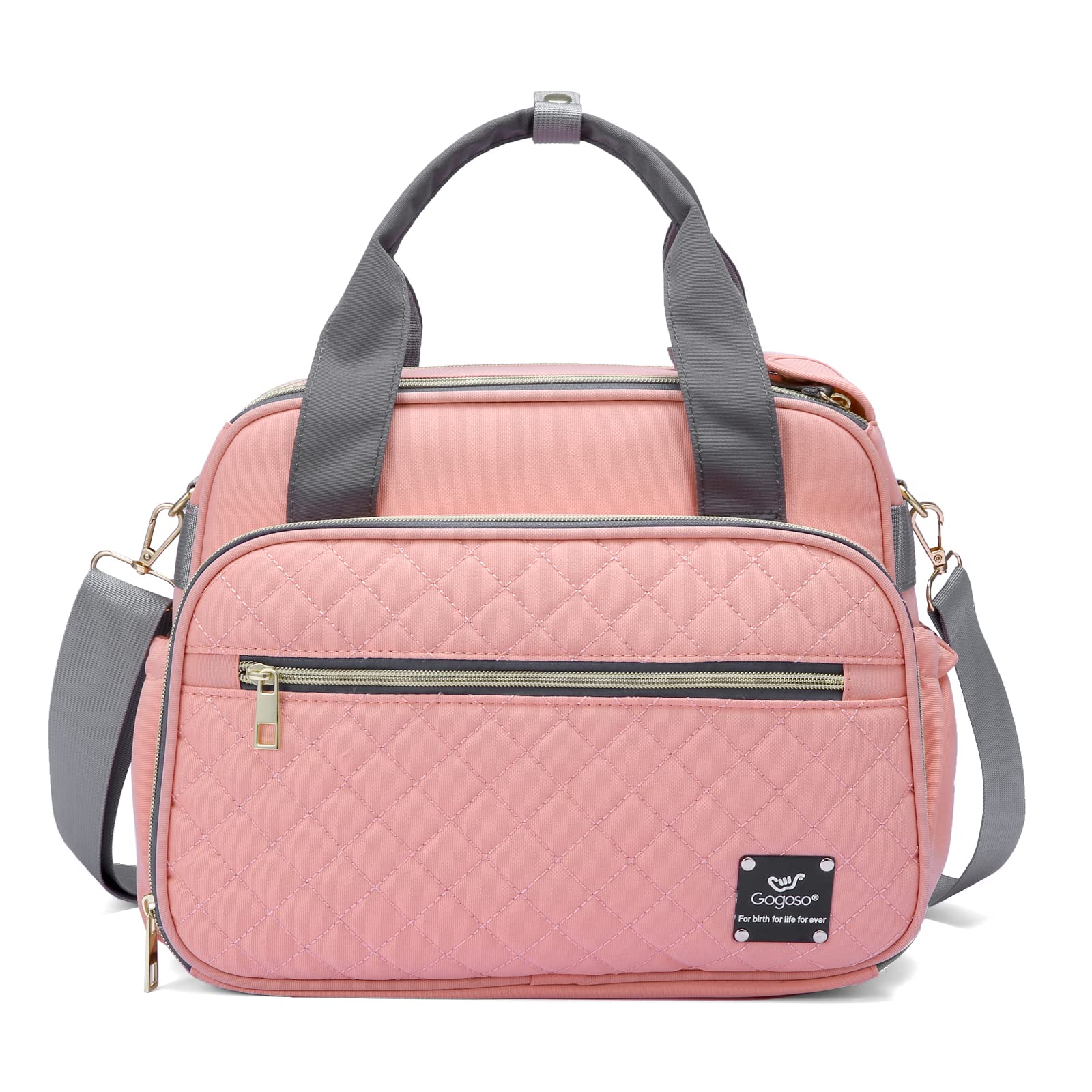 GOGOSO Mini Diaper Bag with Insulated Pockets - Pink Crossbody for Moms Traveling