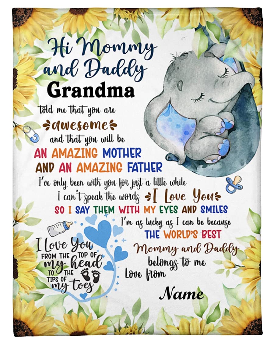 Personalized Baby Elephant Blanket - Soft & Cute Newborn Gift for Parents to Be - Perfect 1st Halloween & Christmas Present - Ideal for Mother's Day, Baby Shower & Nursery Decor - Multicolor Cozy Blanket for Infants & Toddlers