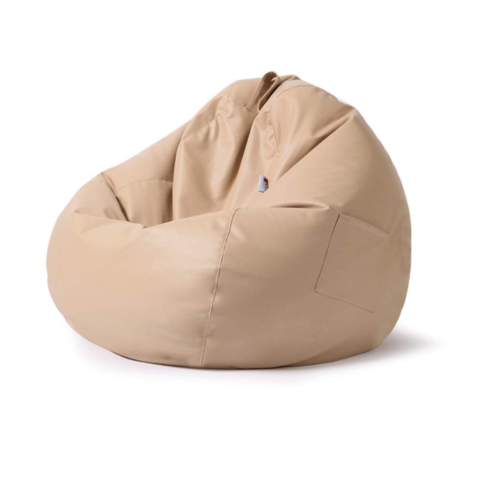 Premium PU Leather Bean Bag Chair Cover - High Back Lazy Sofa Slipcover for Indoor & Outdoor Use (100x120cm, Beige) | Perfect for Living Rooms, Patios, Dorms & Game Rooms