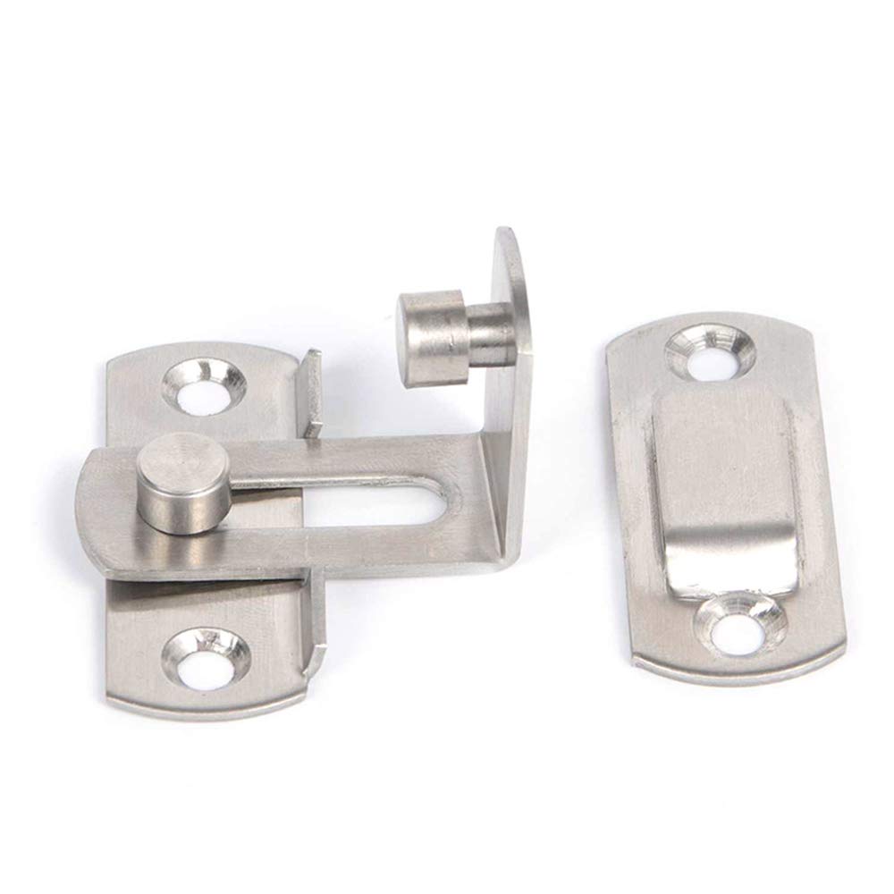 3 Inch 90 Degree Right Angle Door Latch Hasp Safety Sliding Lock for Windows, Doors, Cabinets, and Gates - Pack of 2