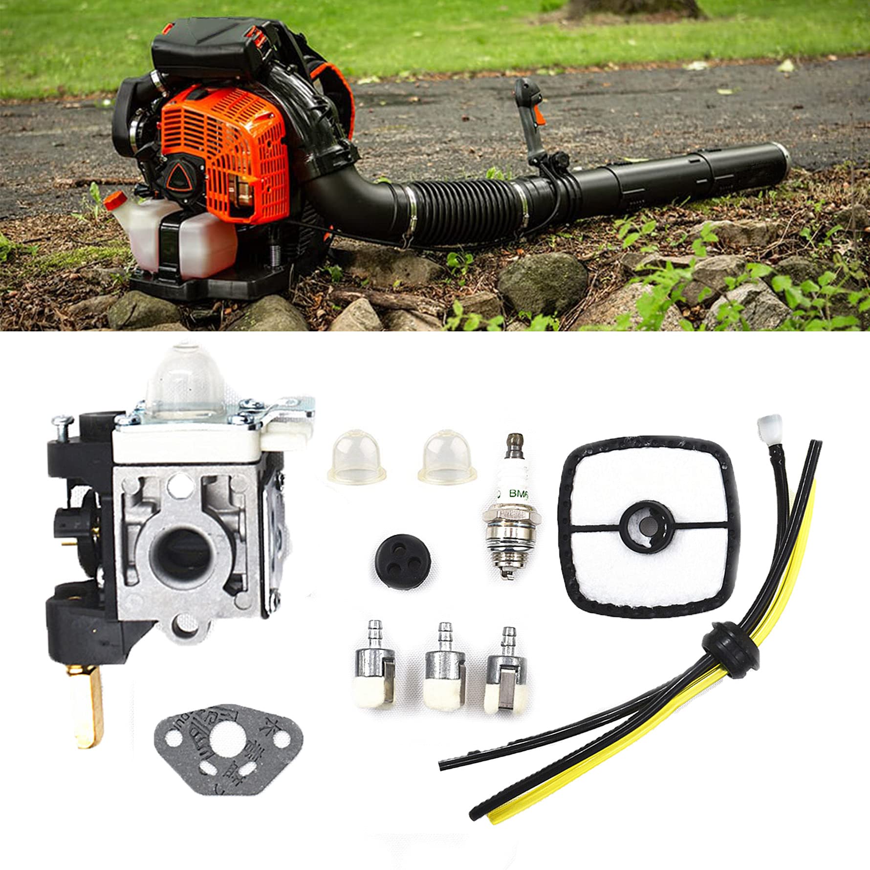 Echo PE-200 PE-201 PPF-210 PPF-211 Trimmer Carburetor Replacement with Spark Plug - Zama C1Q-S168 Compatible Carb for Lawn Mower & Weed Eater - Perfect for Outdoor Yard Maintenance & Landscaping