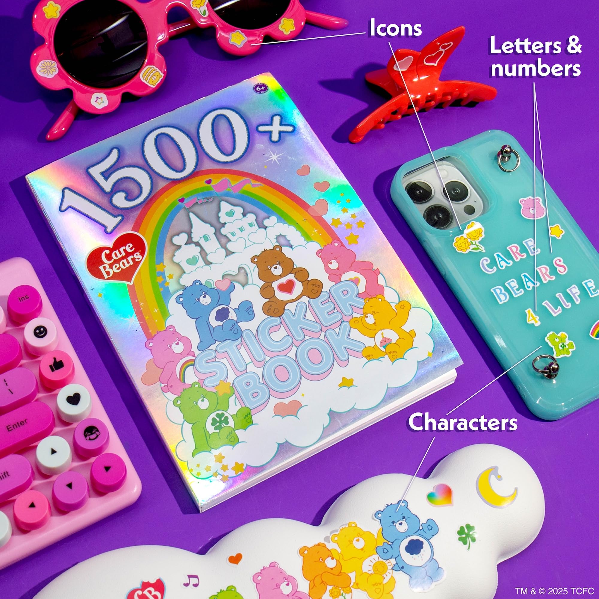 Care Bears Sticker Book - 1500+ Cute Stickers for Scrapbooking, Planners, Journals & DIY Crafts | Includes Alphabet Letters, Planner Stickers, Laptop & Water Bottle Decals | Perfect for Kids, Teens & School Supplies | Great for Scrapbooks, Homework Assignments & Personalizing School Items