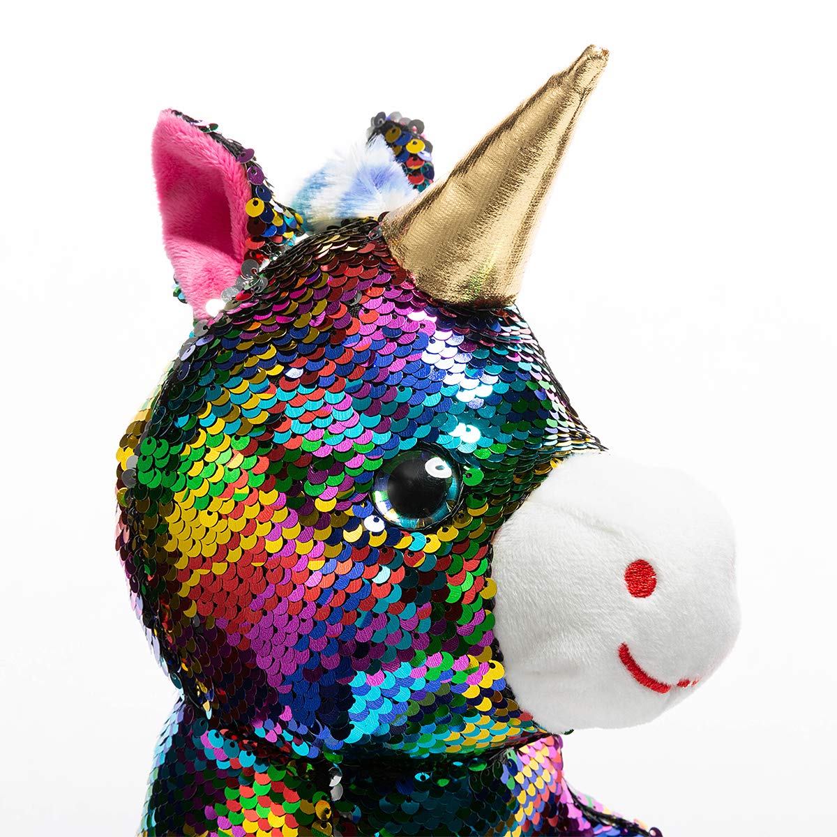 HollyHOME 12-Inch Reversible Rainbow Sequins Unicorn Stuffed Animal Toy - Soft Plush Gift for Kids Birthday, Christmas & Party Favors | Great for Playtime, Room Decor & Stress Relief
