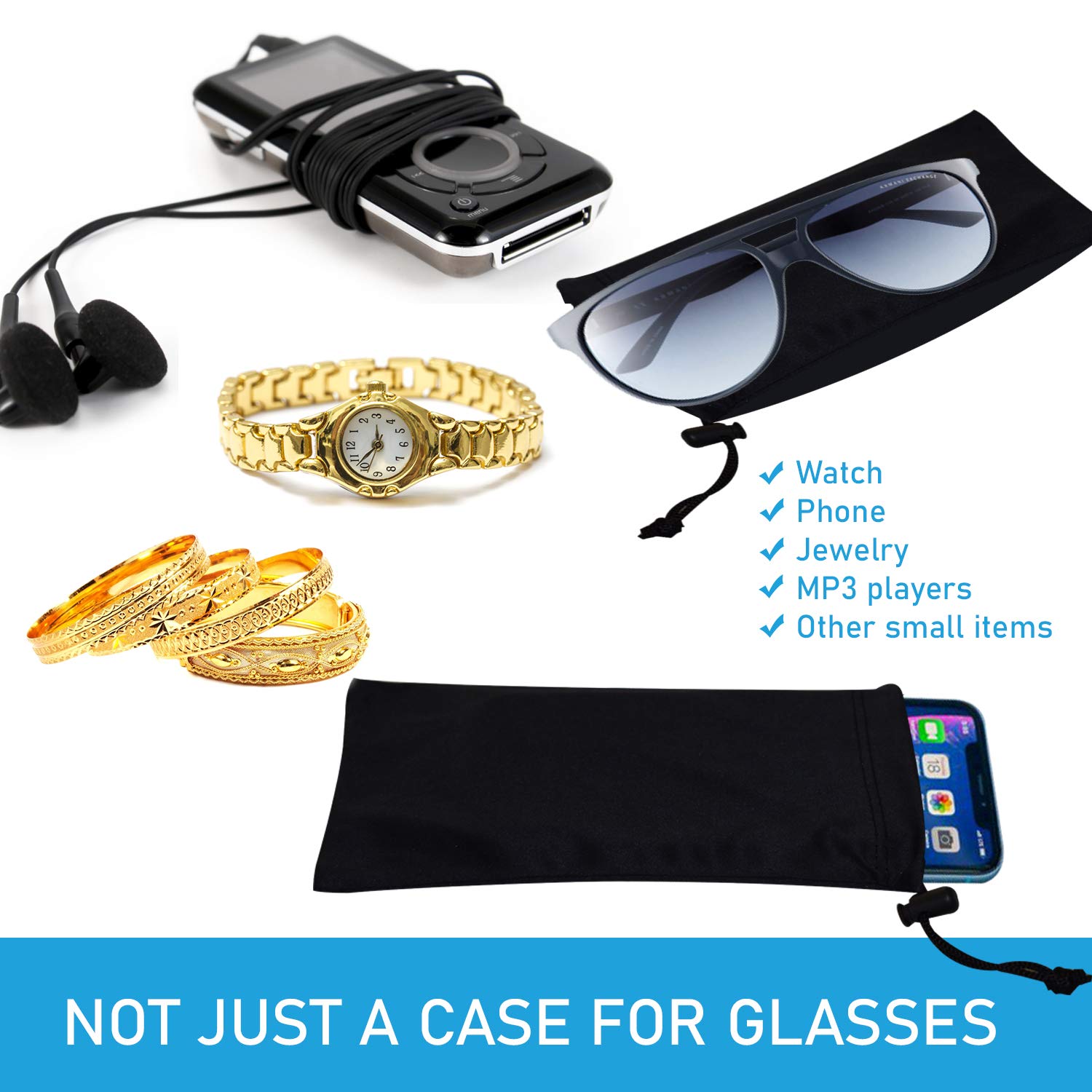 Premium Microfiber Sunglasses Case with Spring Closure - Soft Protective Eyewear Pouch for Travel, Outdoor Activities & Daily Storage