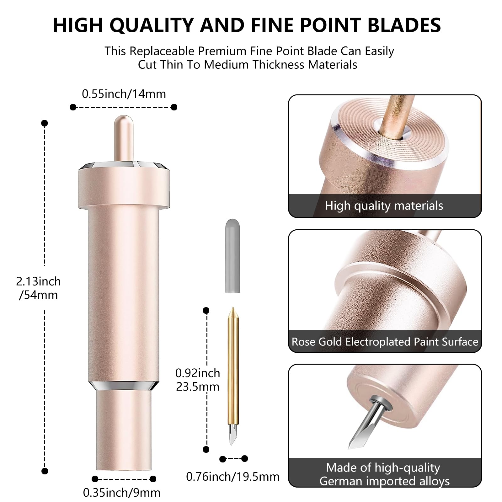 Premium Fine Point Blade Compatible with Cricut Maker 3/4/Maker/Explore 3/4/Explore Air 2/Air/One - Replacement Cutting Blade for Vinyl, Cardstock, Glitter Paper, Adhesive Foil & Vellum - Perfect for DIY Crafts, Scrapbooking & Home Decor Projects (Gold)