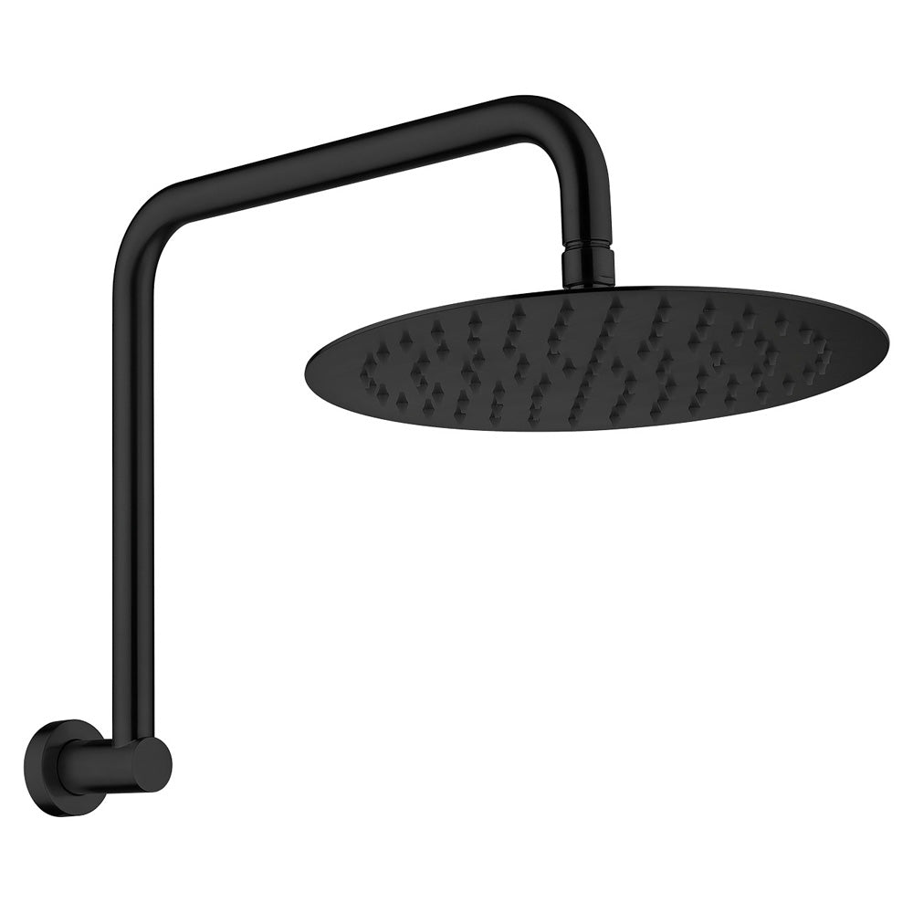 Fienza Kaya Gooseneck Shower Arm Set - Matte Black Finish | Adjustable Shower Head Extension for Modern Bathrooms | Perfect for Spa-Like Experience & Small Bathroom Spaces