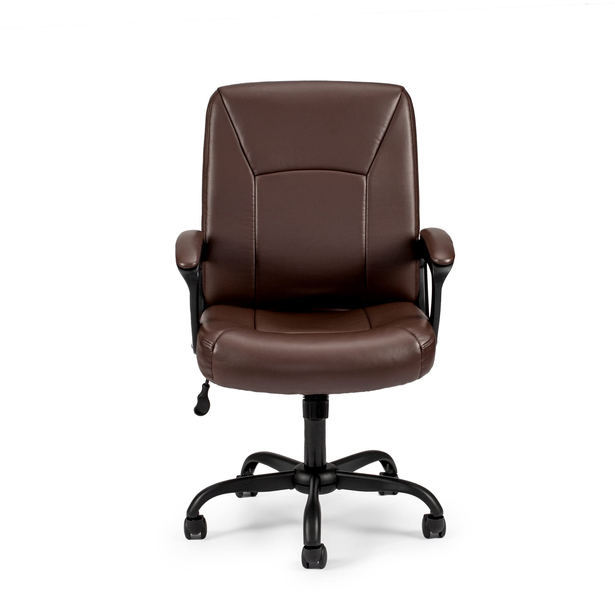 Poundex Lux Office Chair - Ergonomic Executive Desk Chair with Adjustable Height & Lumbar Support, Brown - Perfect for Home Office, Gaming & Workspace