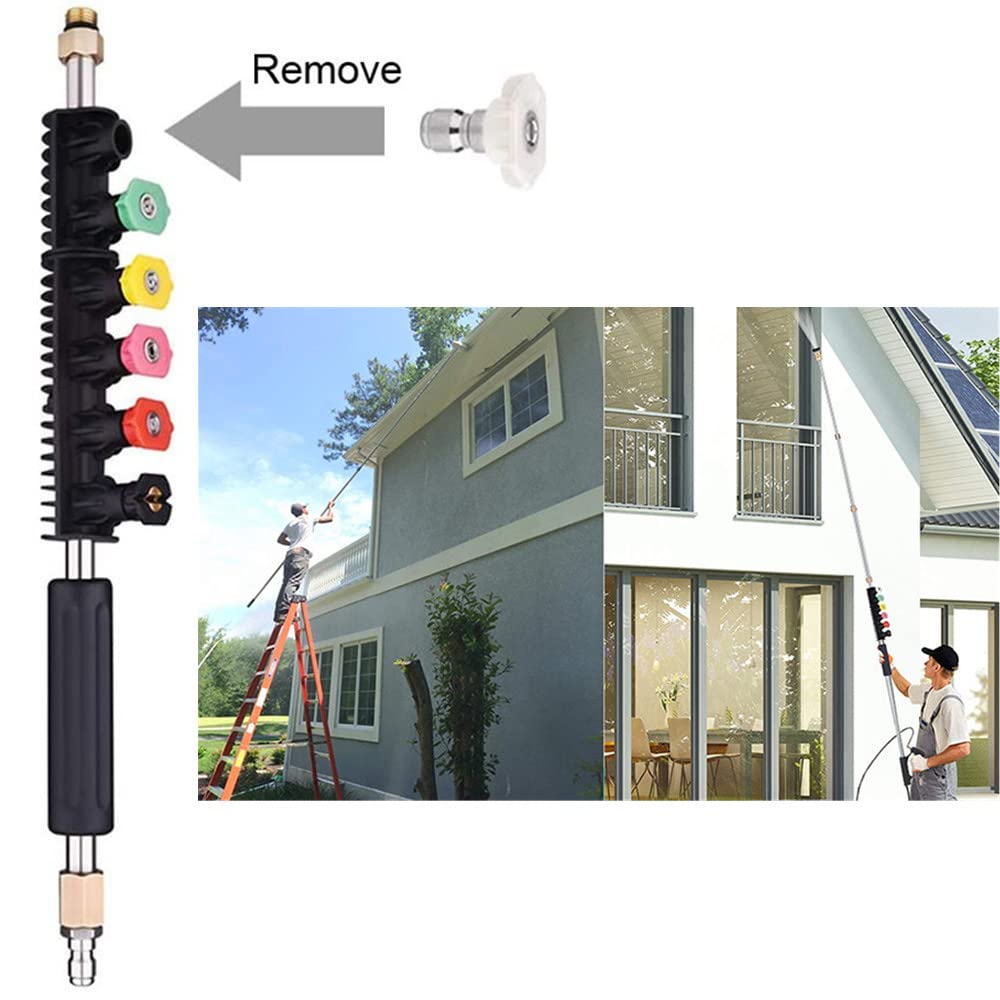 10 Ft Pressure Washer Wand Extension - 15 Pack Heavy Duty Power Washing Attachments with 1/4